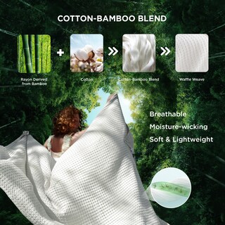 Foto 2 | Manta Bedsure Cooling De Algodón Con Forma De Gofre, Tamaño Queen, Color Marfil - Venta Internacional.