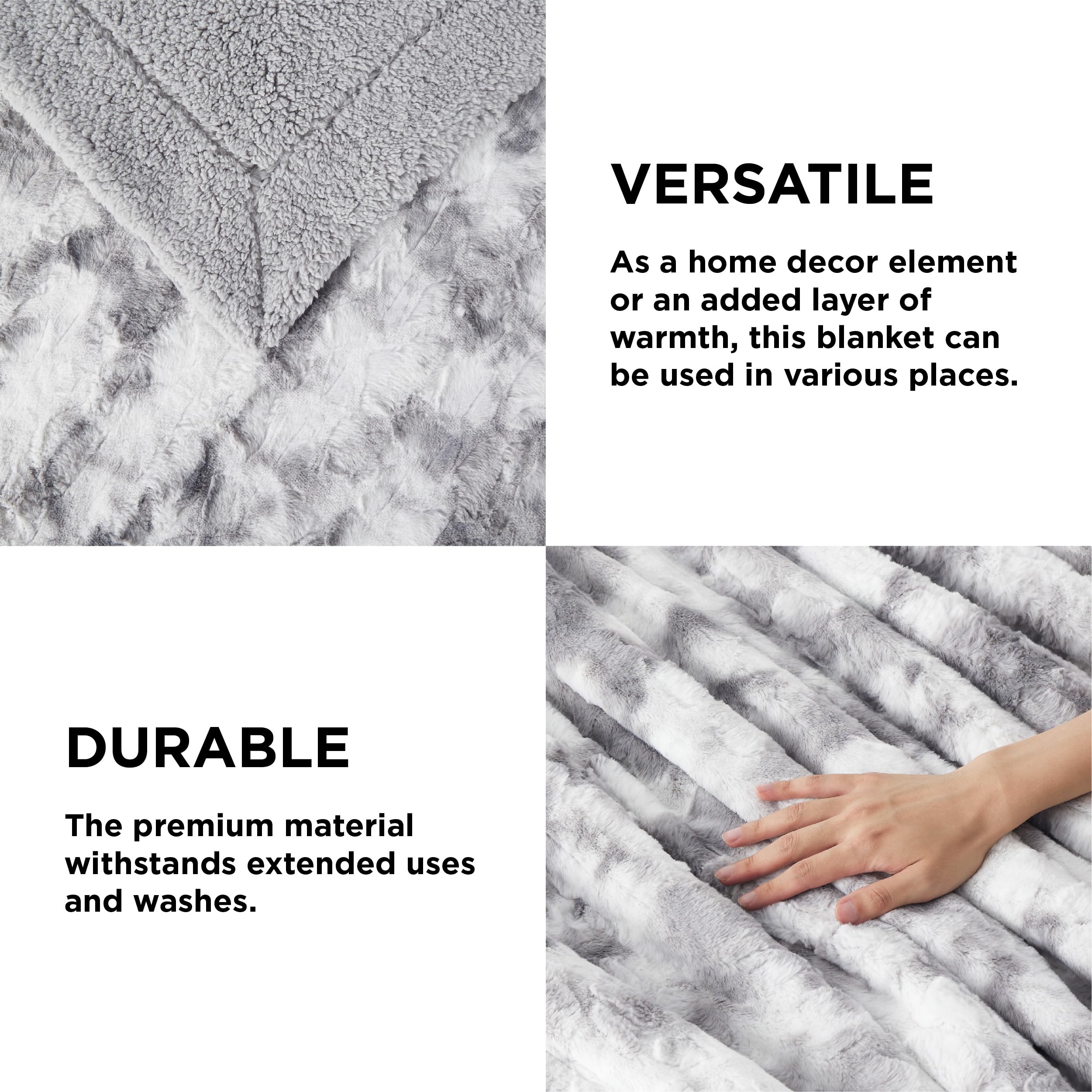 Foto 5 | Manta Bedsure Sherpa De Piel Sintética Cálida, Gris Claro, 130 X 150 Cm - Venta Internacional.