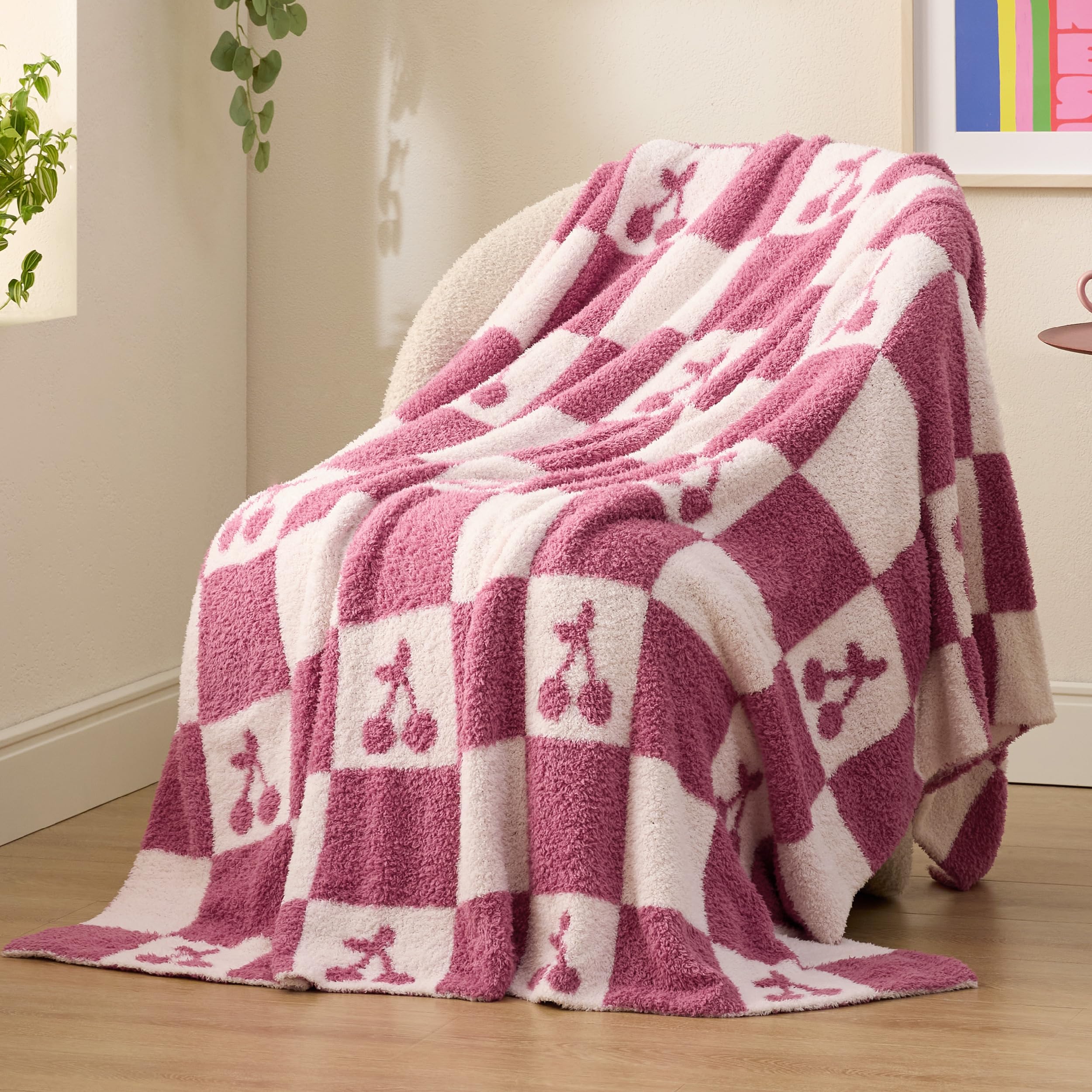 Manta De Cama Supersuave De 50 X 60 Cm, Color Rosa Cereza - Venta Internacional.