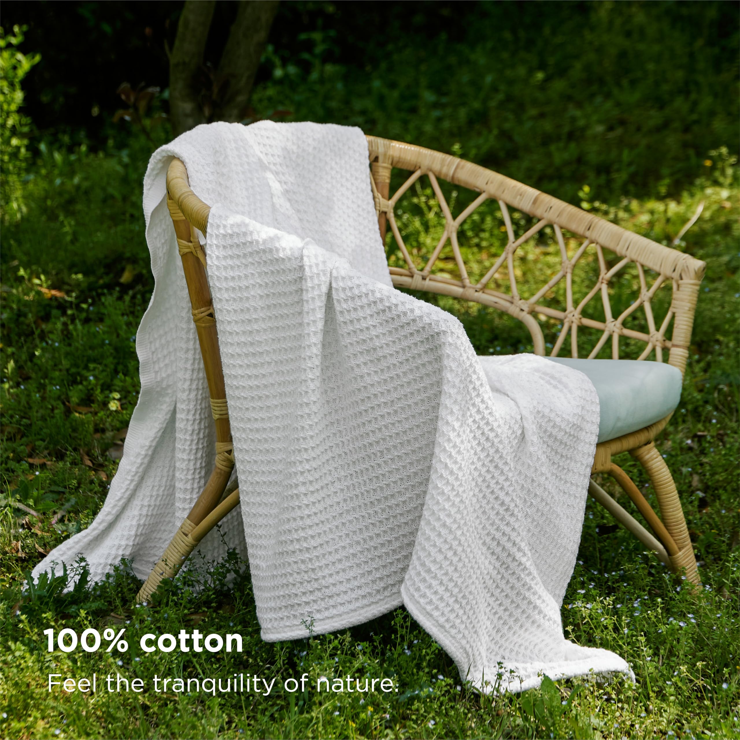 Foto 8 pulgar | Manta Para Cama, 100% Algodón, Doble, Tamaño Xl, Tejido Gofrado, Color Blanco - Venta Internacional.