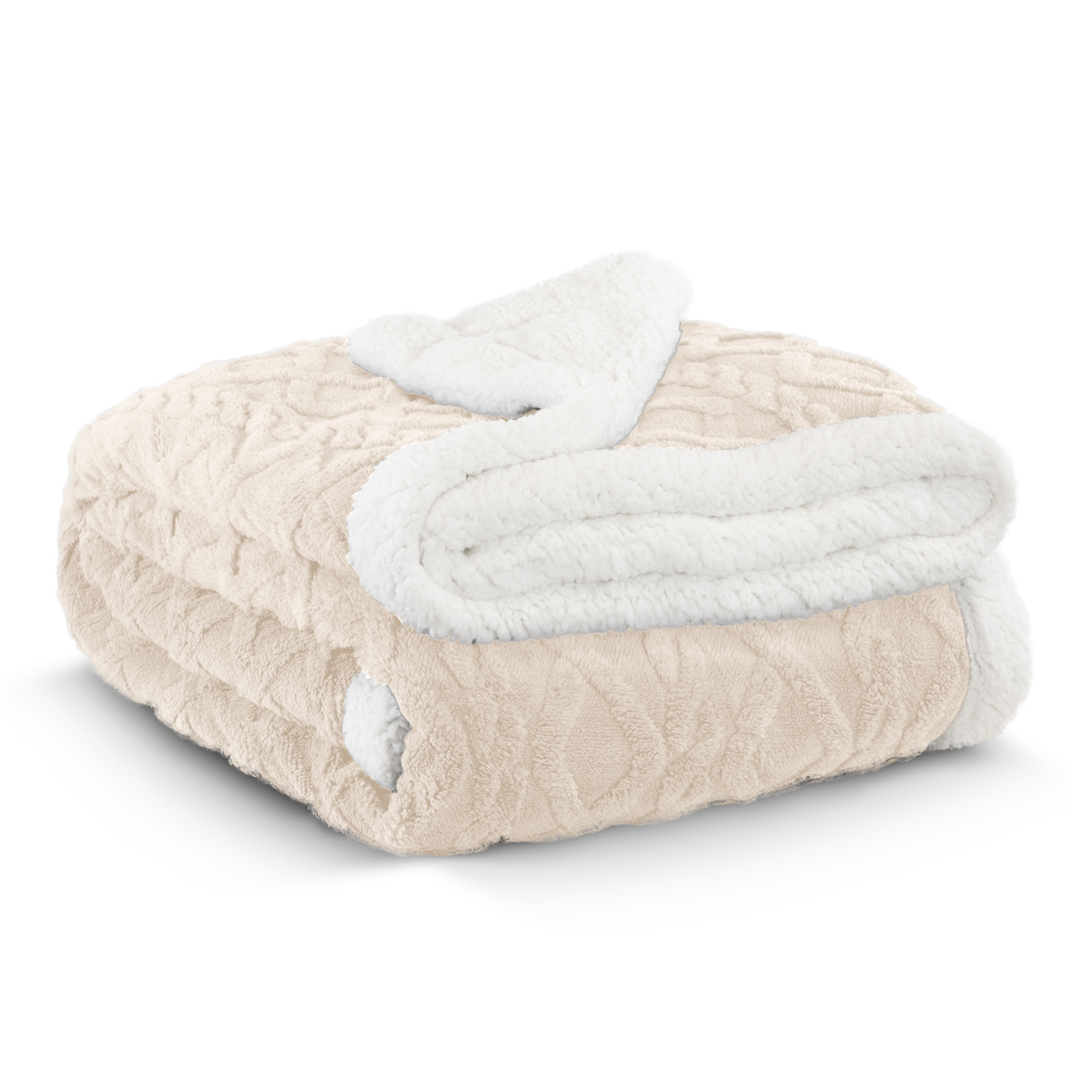 Foto 1 | Cobertor Cobija Aborregado Con Forro Polar Sherpa | Suave | Caliente | Ligera | Tamaño 230x200cm (Beige, 230x200cm)