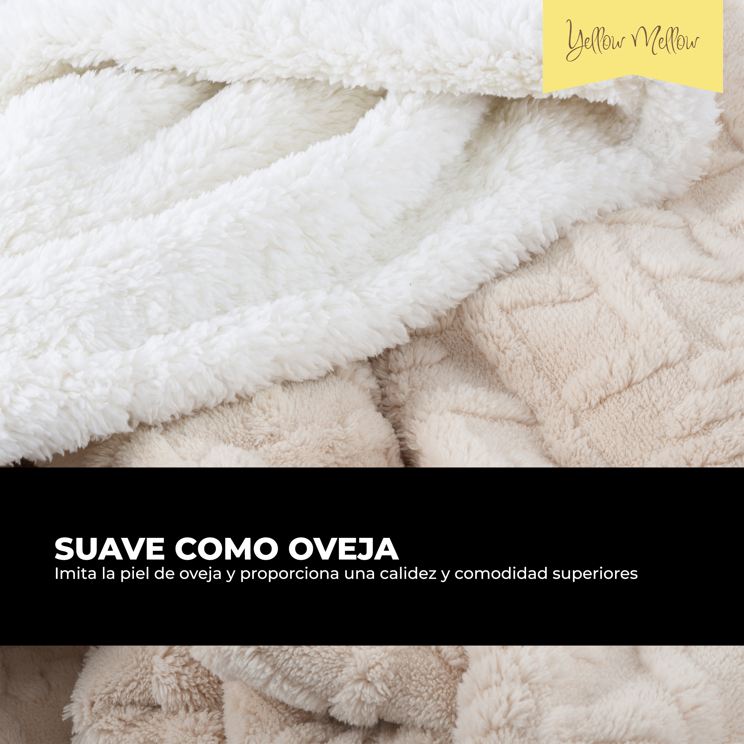 Foto 2 | Cobertor Cobija Aborregado Con Forro Polar Sherpa | Suave | Caliente | Ligera | Tamaño 230x200cm (Beige, 230x200cm)