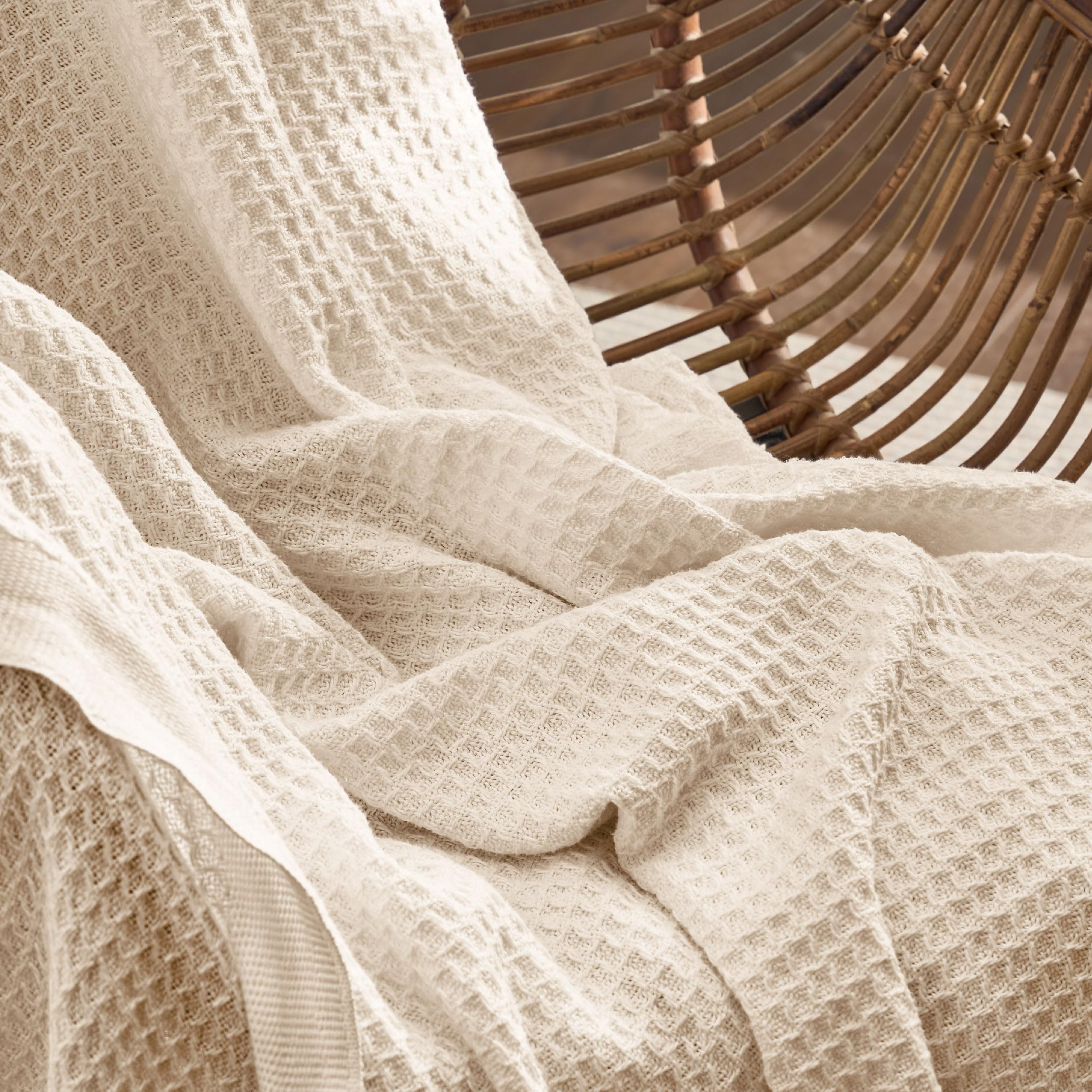 Foto 4 | Manta Para Cama, 100% Algodón, Tejido Gofrado, Tamaño King, Color Beige - Venta Internacional.