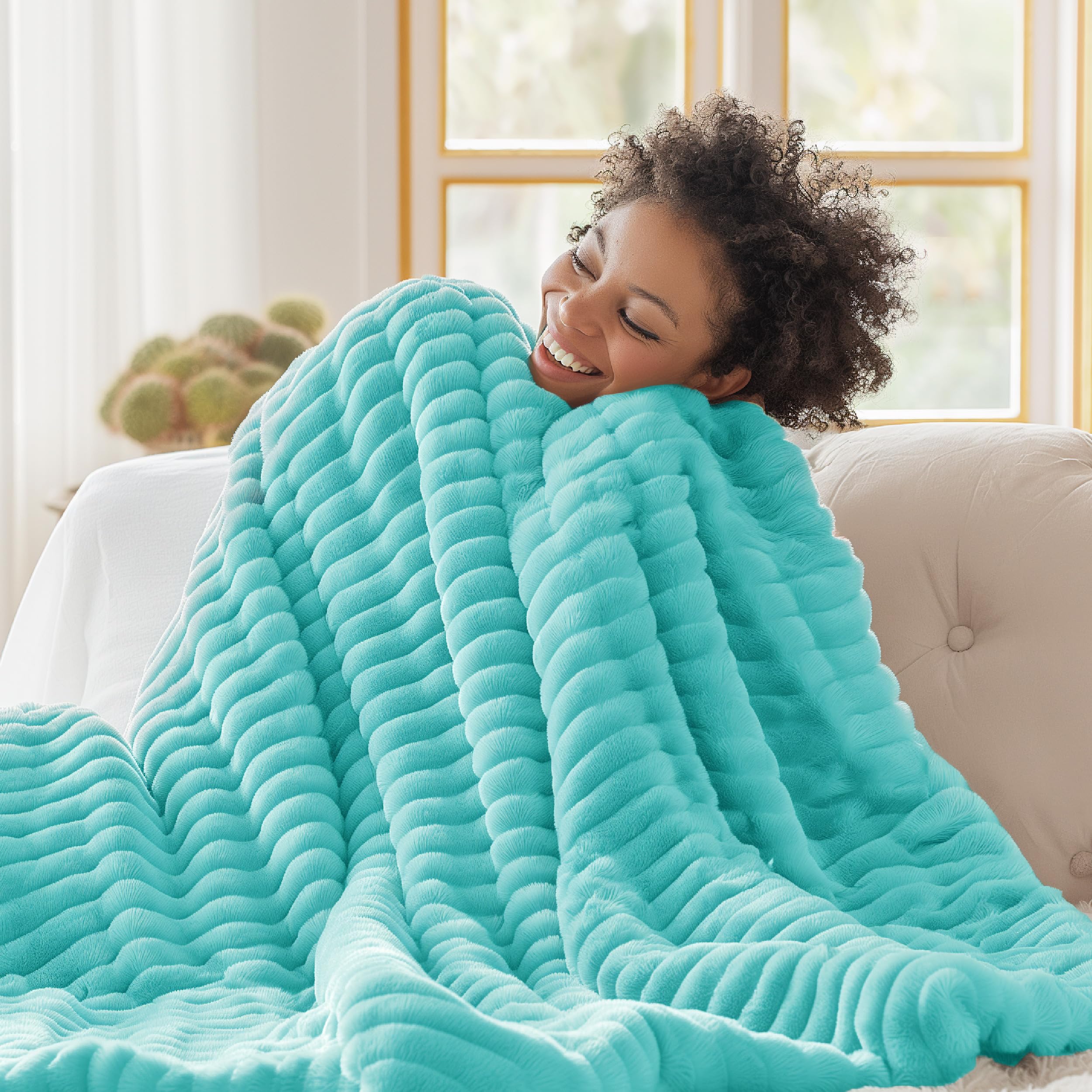 Manta Bedsure De Forro Polar Azul Antiniebla Para Sofá, 130 X 150 Cm - Venta Internacional.