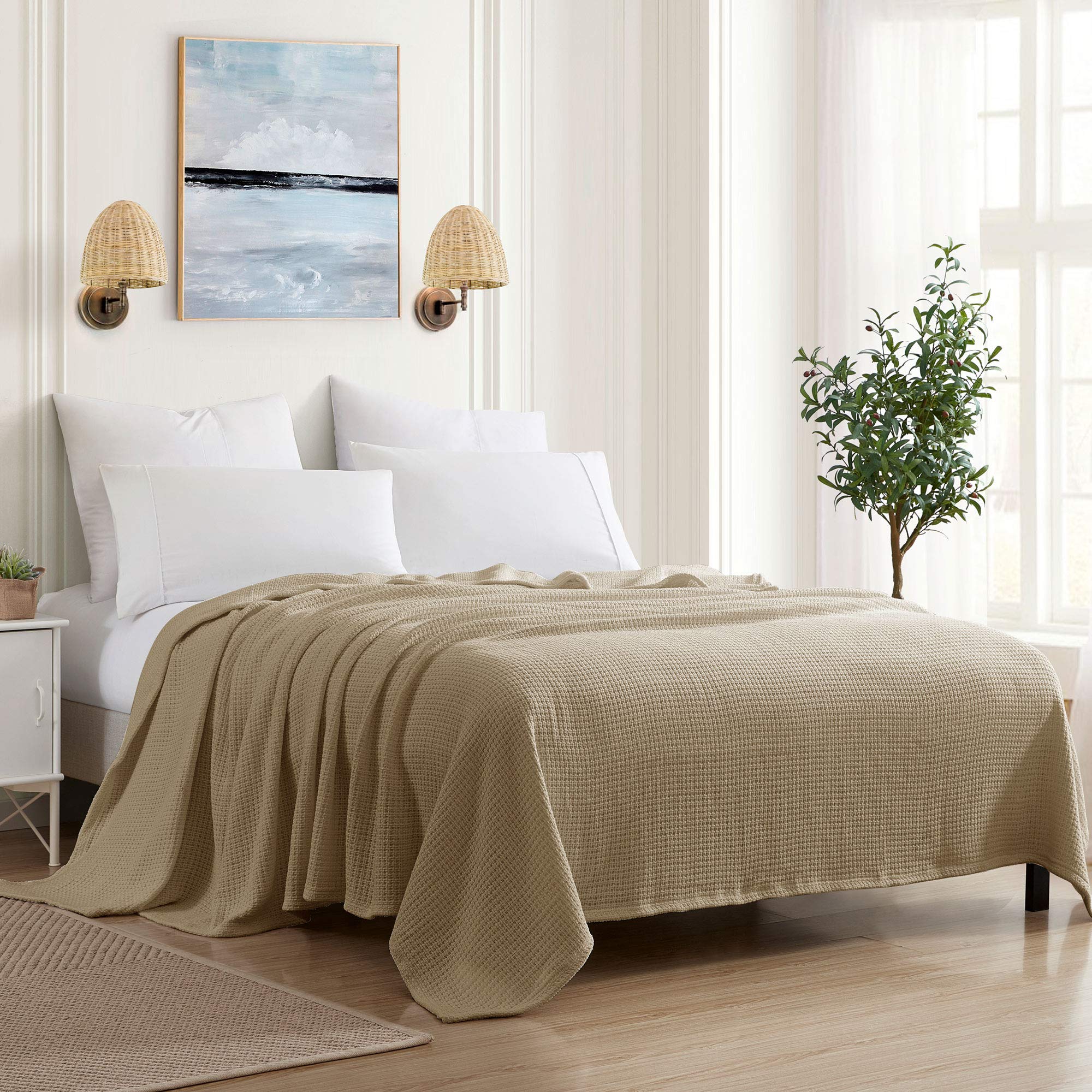 Manta Sweet Home Collection 100% Algodón Fino Color Topo King - Venta Internacional.