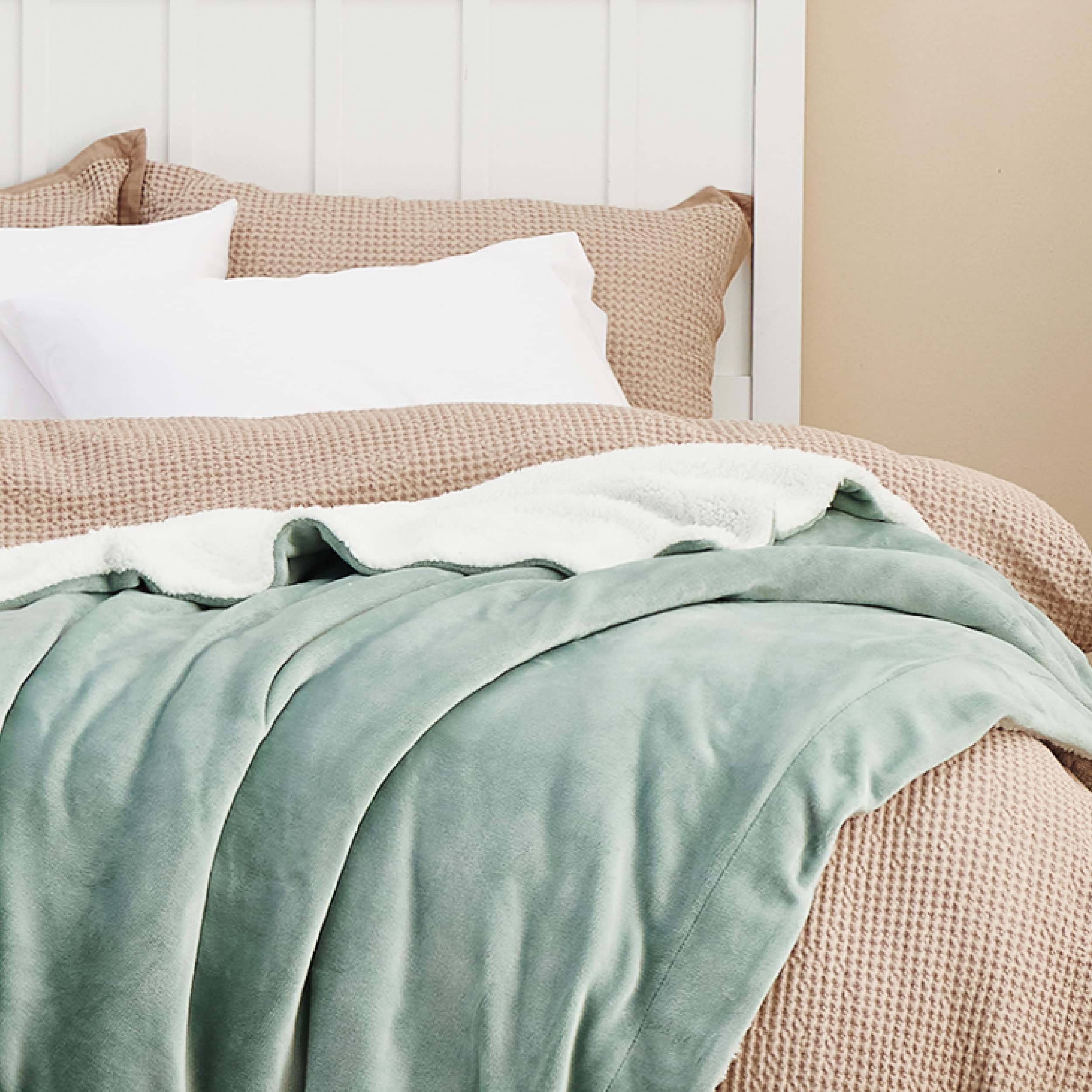 Foto 5 pulgar | Manta Bedsure Sherpa de Forro Polar 130 x 150 cm Verde - Venta Internacional