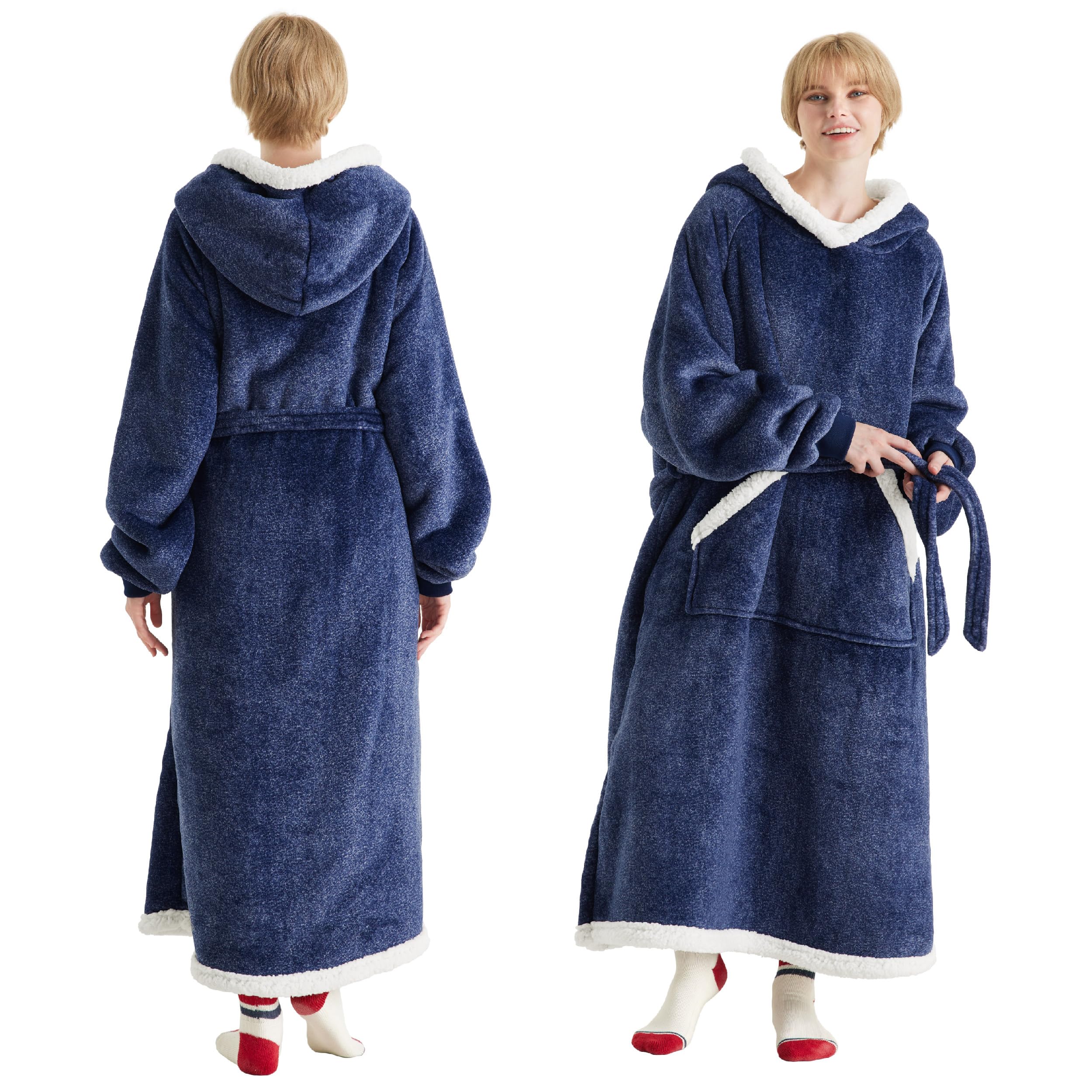 Colcha Con Capucha Y Manta Portátil Para Mujeres Y Hombres, Color Azul - Venta Internacional.