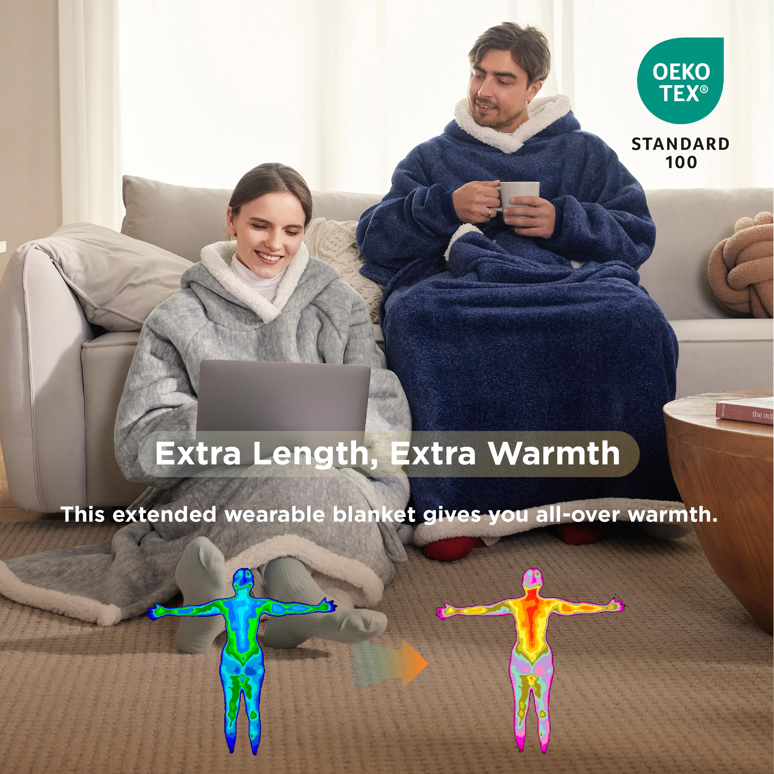 Foto 5 pulgar | Colcha Con Capucha Y Manta Portátil Para Mujeres Y Hombres, Color Azul - Venta Internacional.
