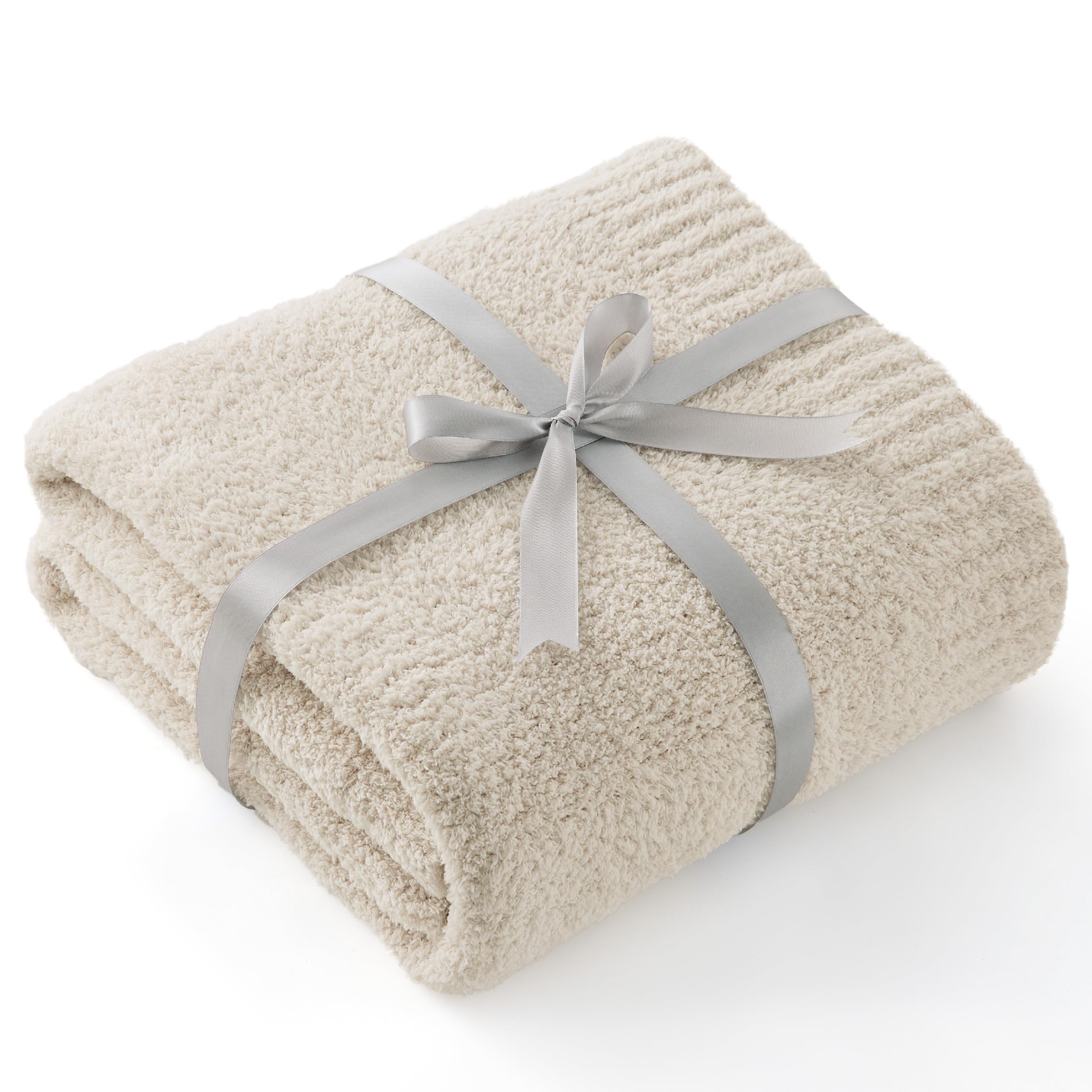 Manta De Cama Tejida Supersuave De 130 X 150 Cm, Color Beige - Venta Internacional.
