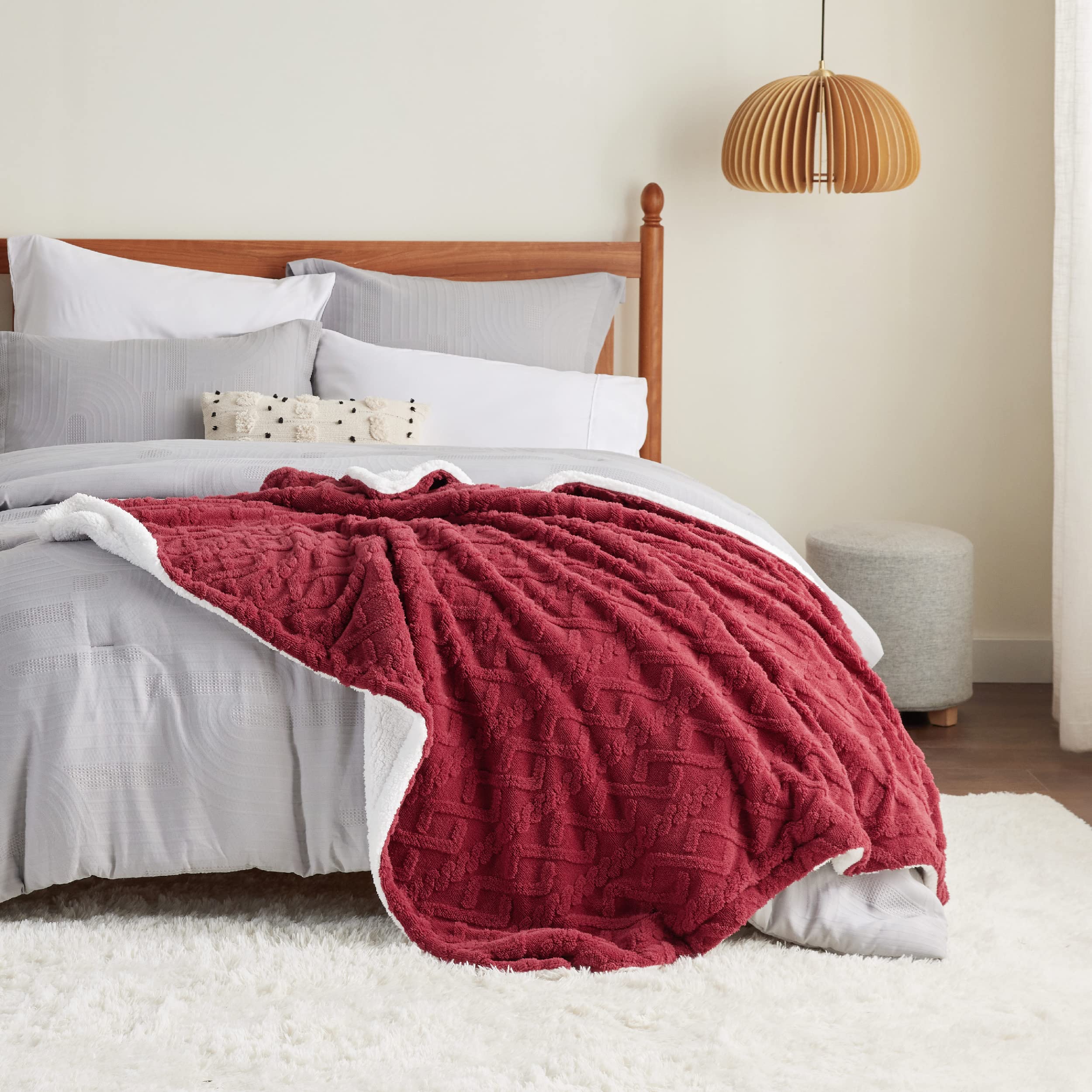 Foto 7 pulgar | Manta Bedsure Sherpa De Forro Polar Para Sofá, 130 X 150 Cm, Color Rojo - Venta Internacional.