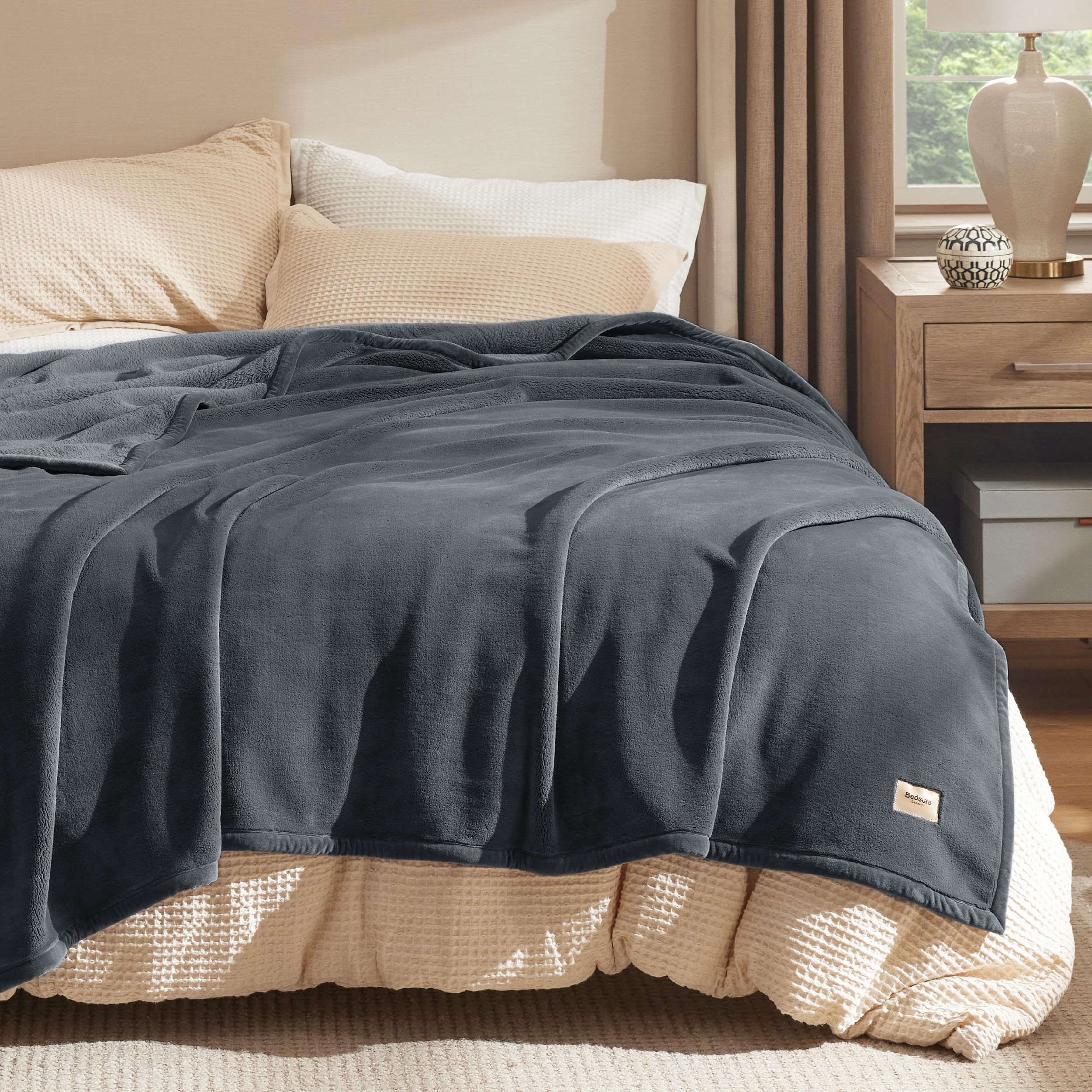 Foto 6 | Manta De Forro Polar Bedsur, Tamaño Queen, 500 G/m², Cálida Y Acogedora, Gris, 230 X 2 - Venta Internacional.