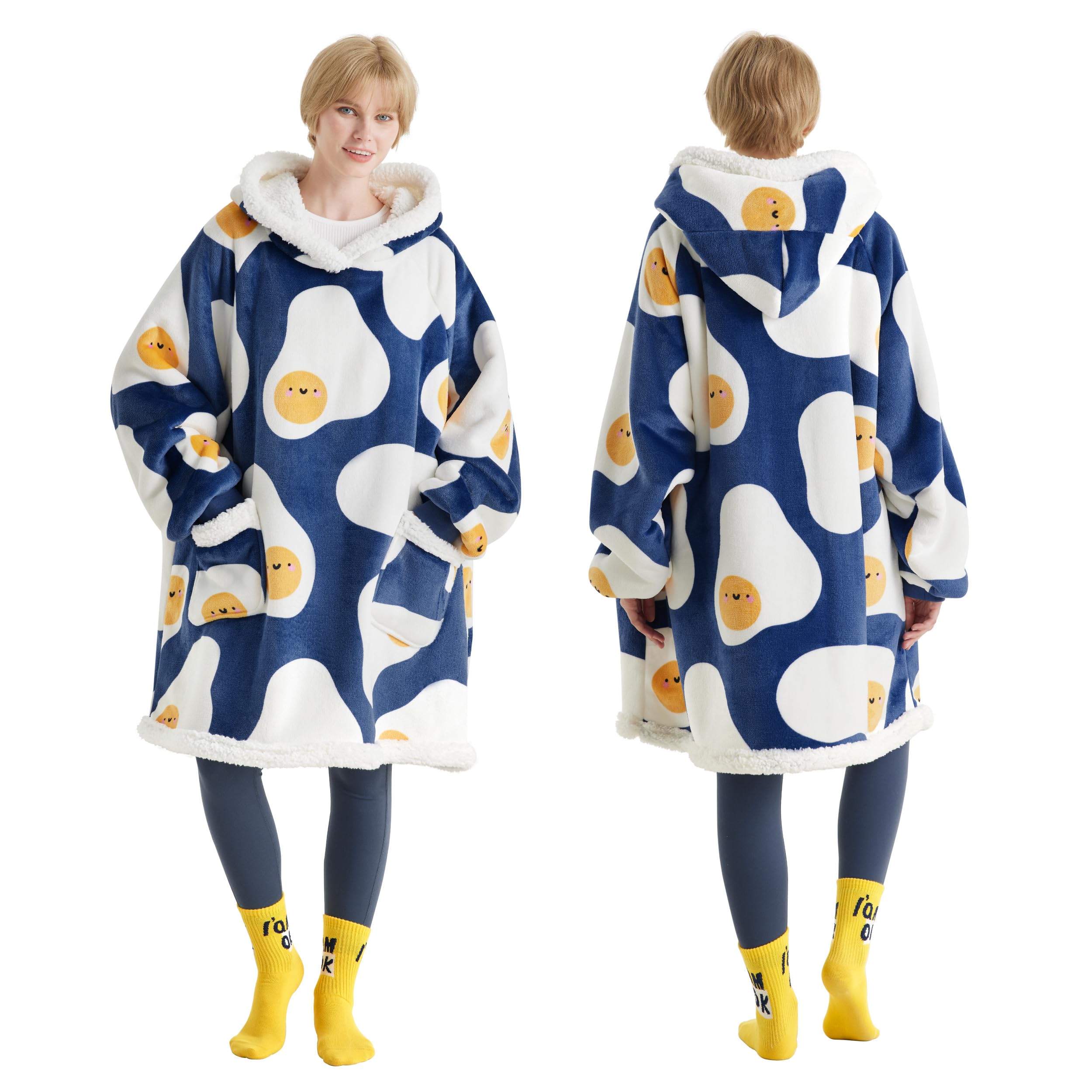 Foto 1 | Manta Portátil Con Capucha Bedsure, Huevo Frito, Azul Real, Para Adultos - Venta Internacional.
