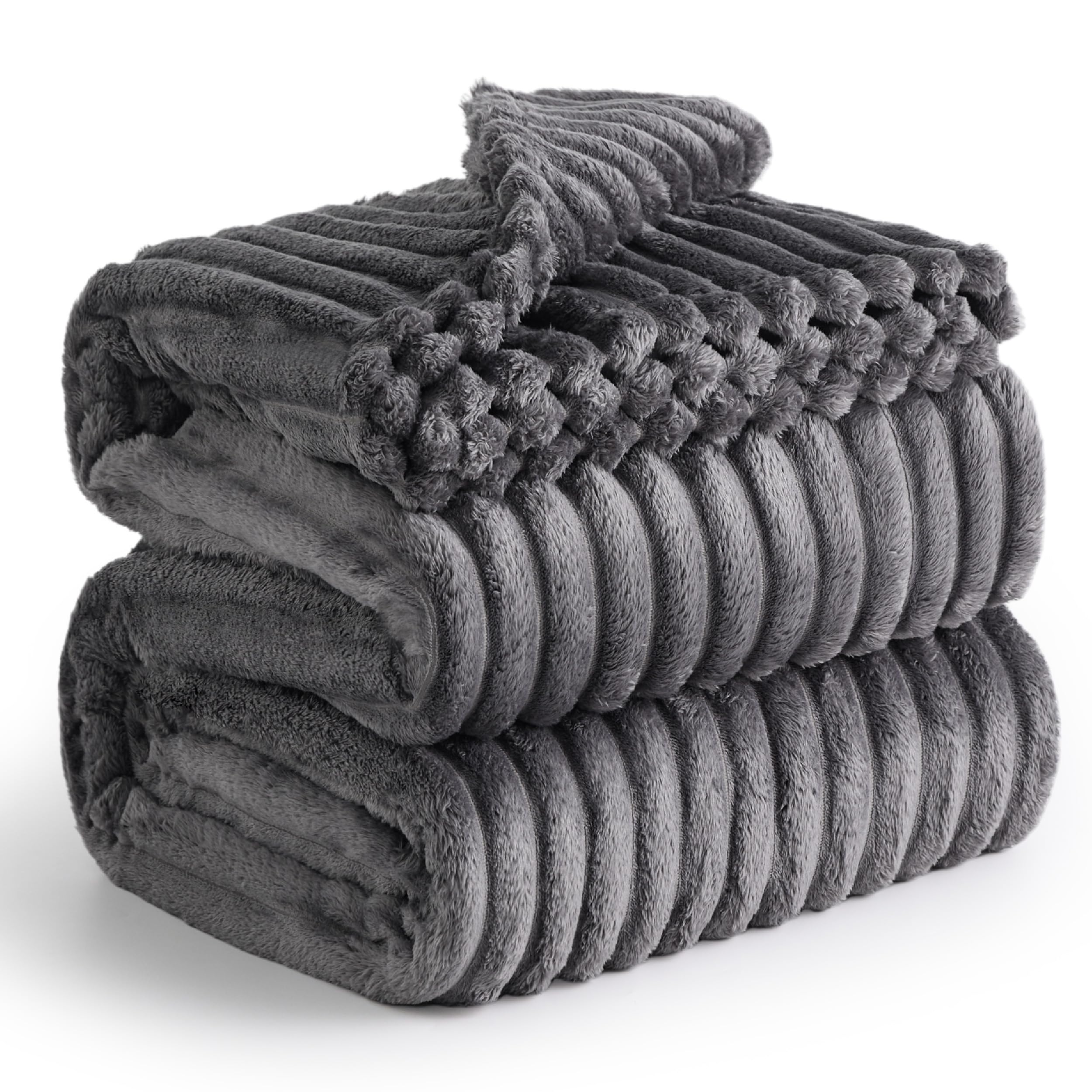 Manta Bedsure De Forro Polar Gris Tamaño Queen, 230 X 230 Cm, Para Sofá - Venta Internacional.