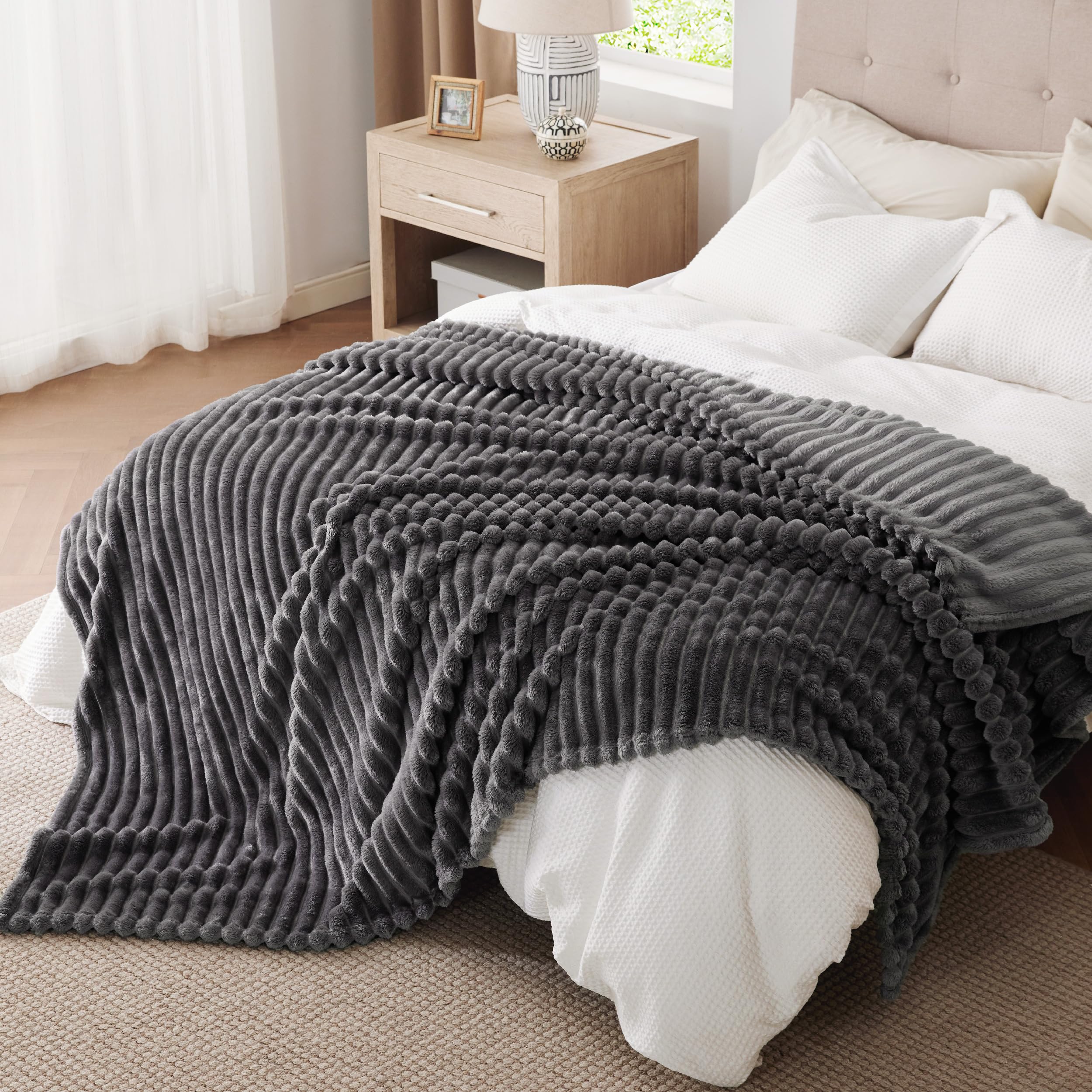 Foto 6 pulgar | Manta Bedsure De Forro Polar Gris Tamaño Queen, 230 X 230 Cm, Para Sofá - Venta Internacional.