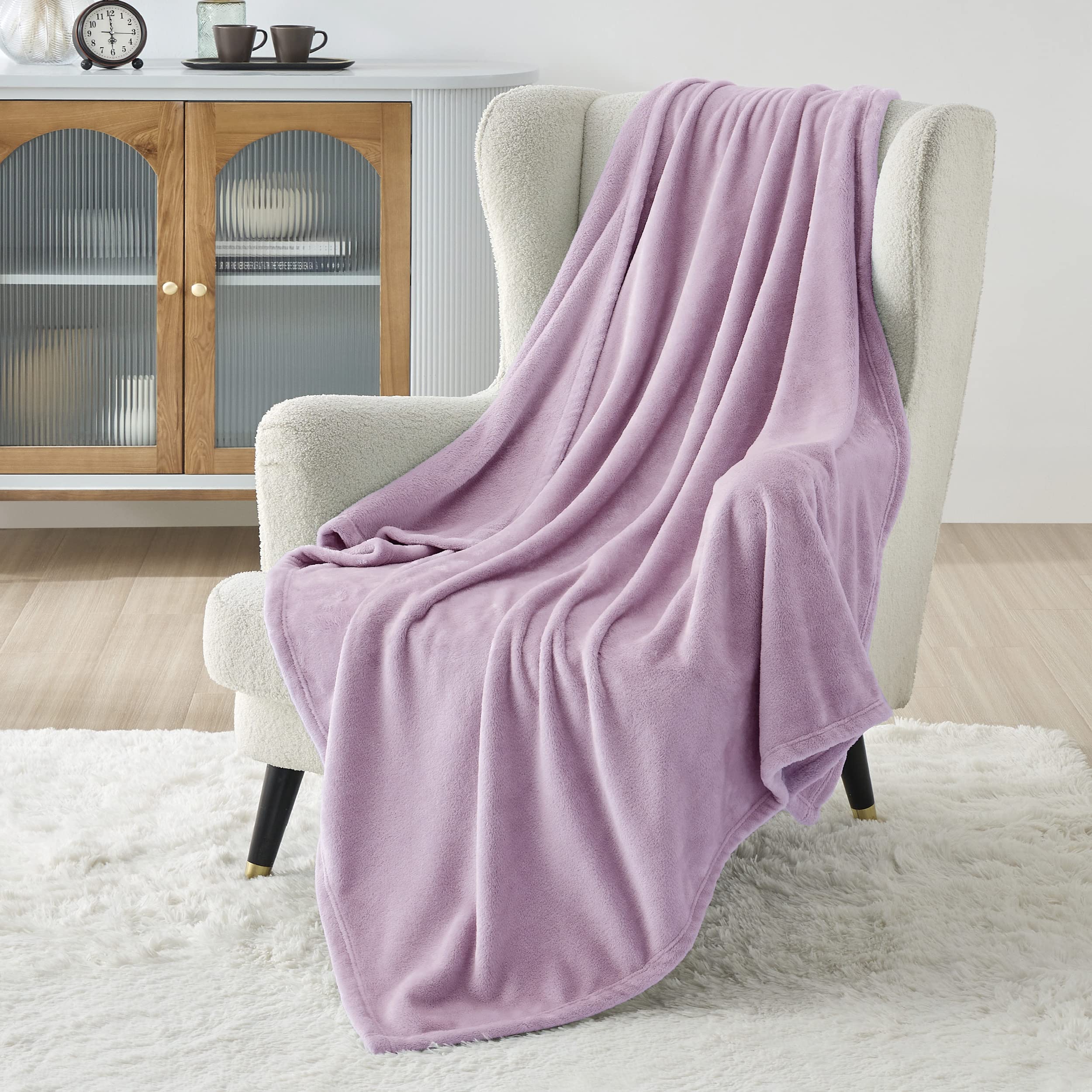Manta Polar Blanket Bedsure Xl, Color Morado Claro, 300 G/m², 130 X 180 Cm - Venta Internacional.