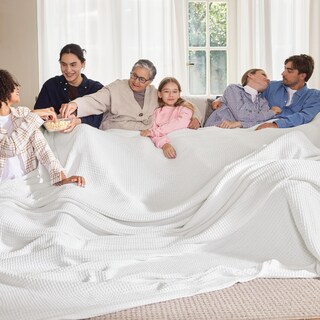 Foto 1 | Manta De Cama, 100% Algodón, Tejido Gofrado, Extragrande, Color Blanco - Venta Internacional.