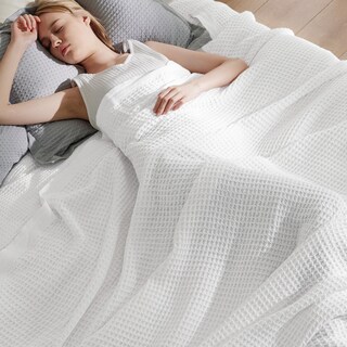 Foto 3 | Manta De Cama, 100% Algodón, Tejido Gofrado, Extragrande, Color Blanco - Venta Internacional.