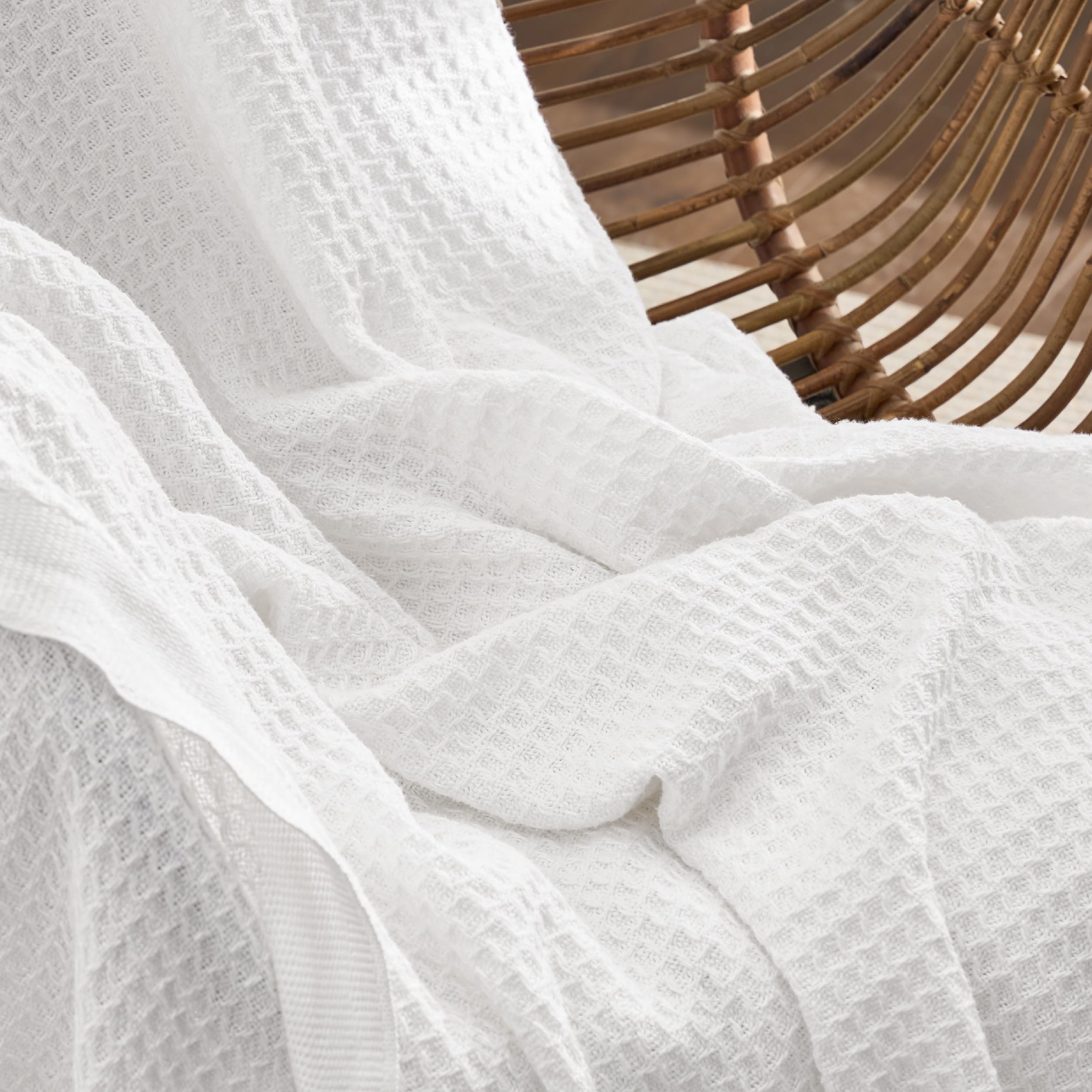 Foto 8 pulgar | Manta De Cama, 100% Algodón, Tejido Gofrado, Extragrande, Color Blanco - Venta Internacional.