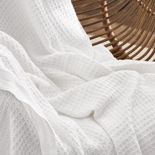 Foto 7 | Manta De Cama, 100% Algodón, Tejido Gofrado, Extragrande, Color Blanco - Venta Internacional.