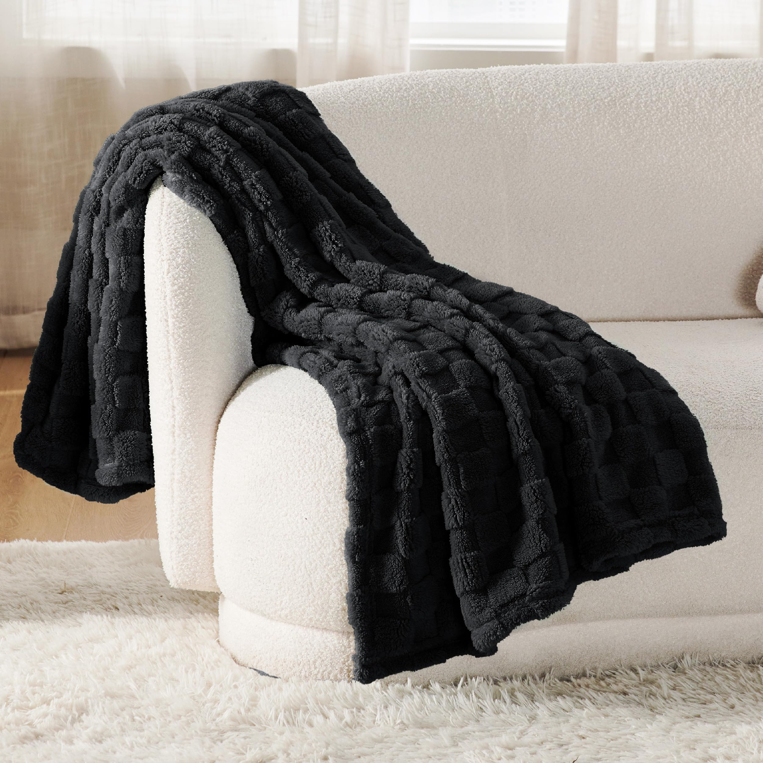 Foto 3 pulgar | Manta De Forro Polar Negro Para Sofá Supersuave, 130 X 150 Cm - Venta Internacional.
