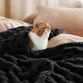 Foto 4 | Manta De Forro Polar Negro Para Sofá Supersuave, 130 X 150 Cm - Venta Internacional.