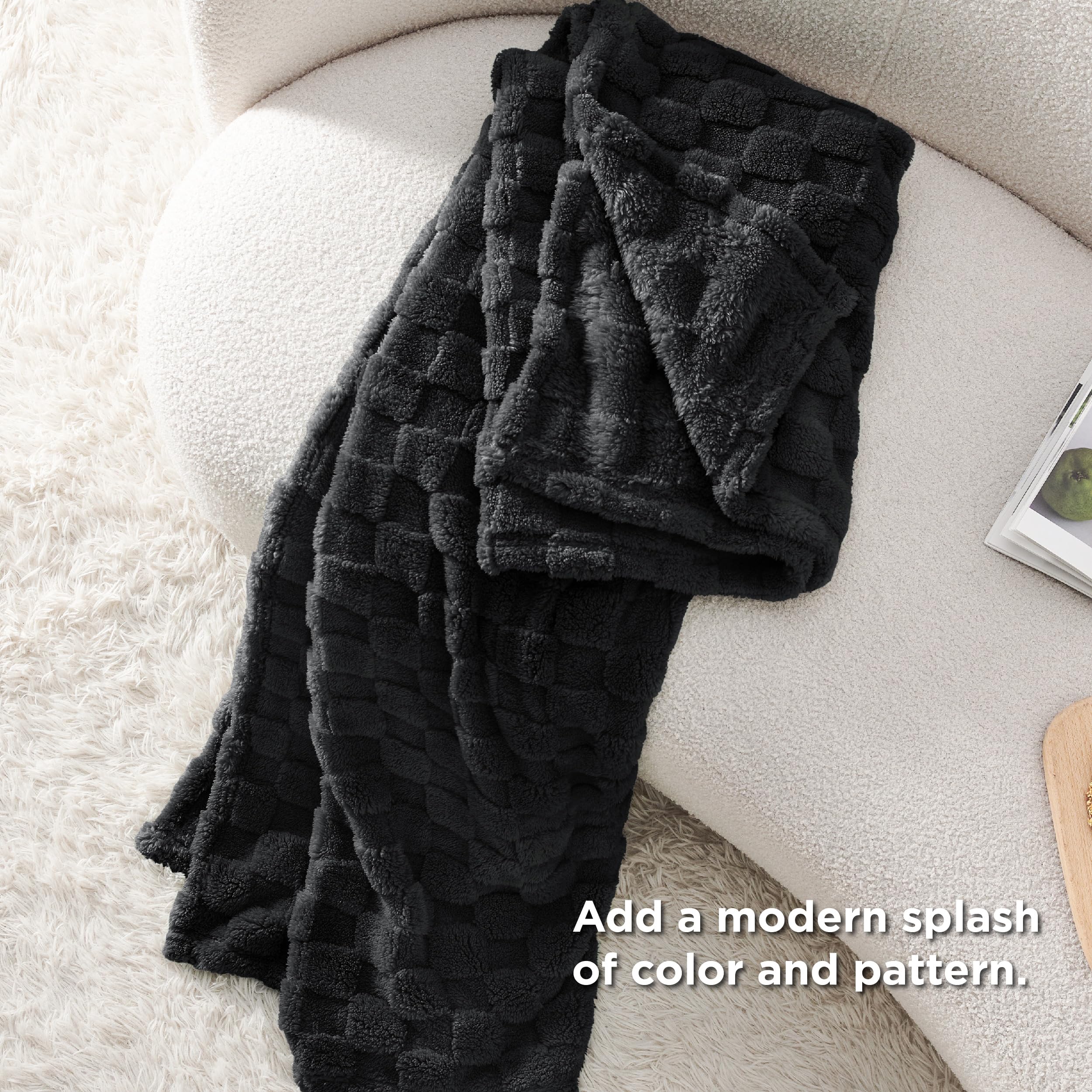Foto 6 pulgar | Manta De Forro Polar Negro Para Sofá Supersuave, 130 X 150 Cm - Venta Internacional.