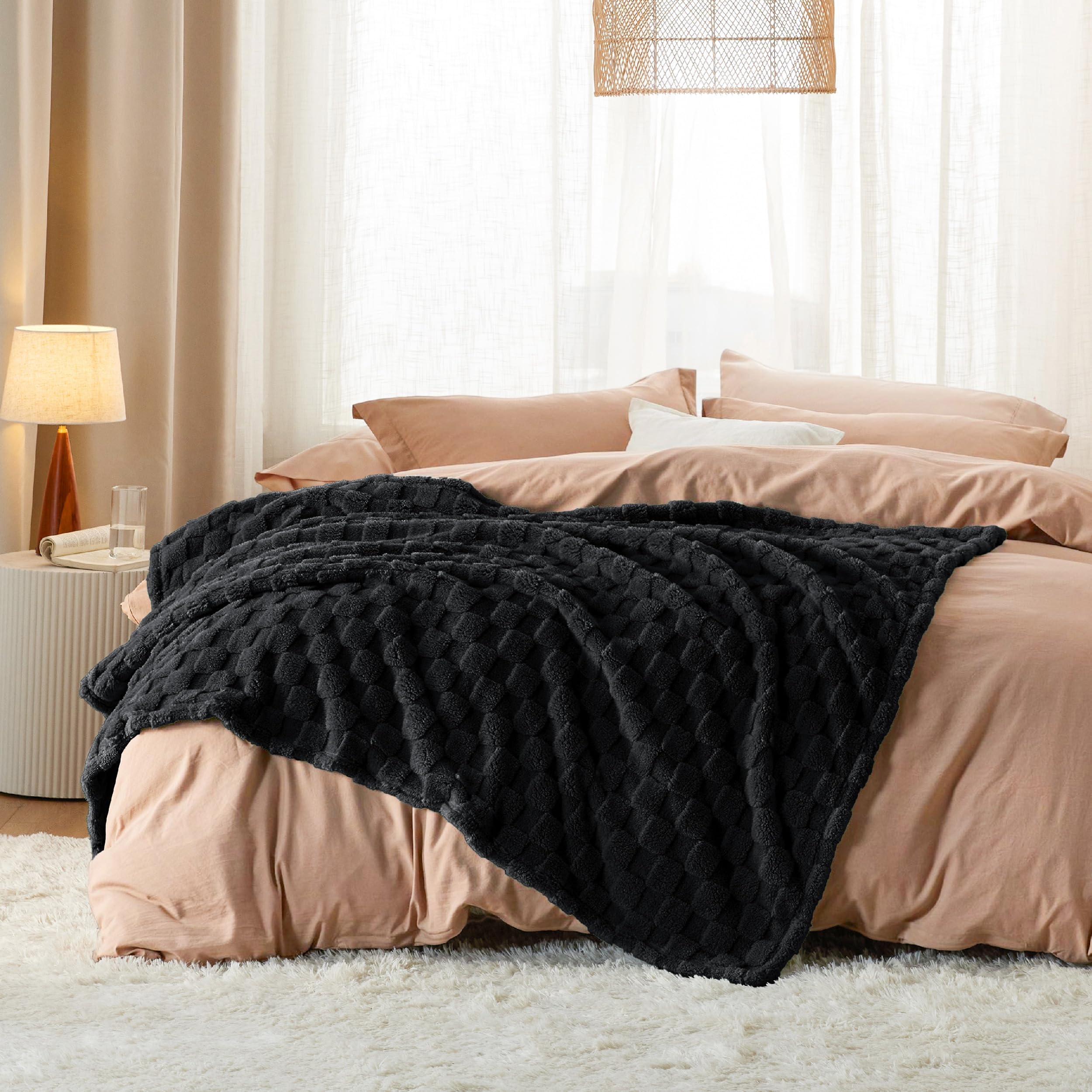 Foto 7 pulgar | Manta De Forro Polar Negro Para Sofá Supersuave, 130 X 150 Cm - Venta Internacional.
