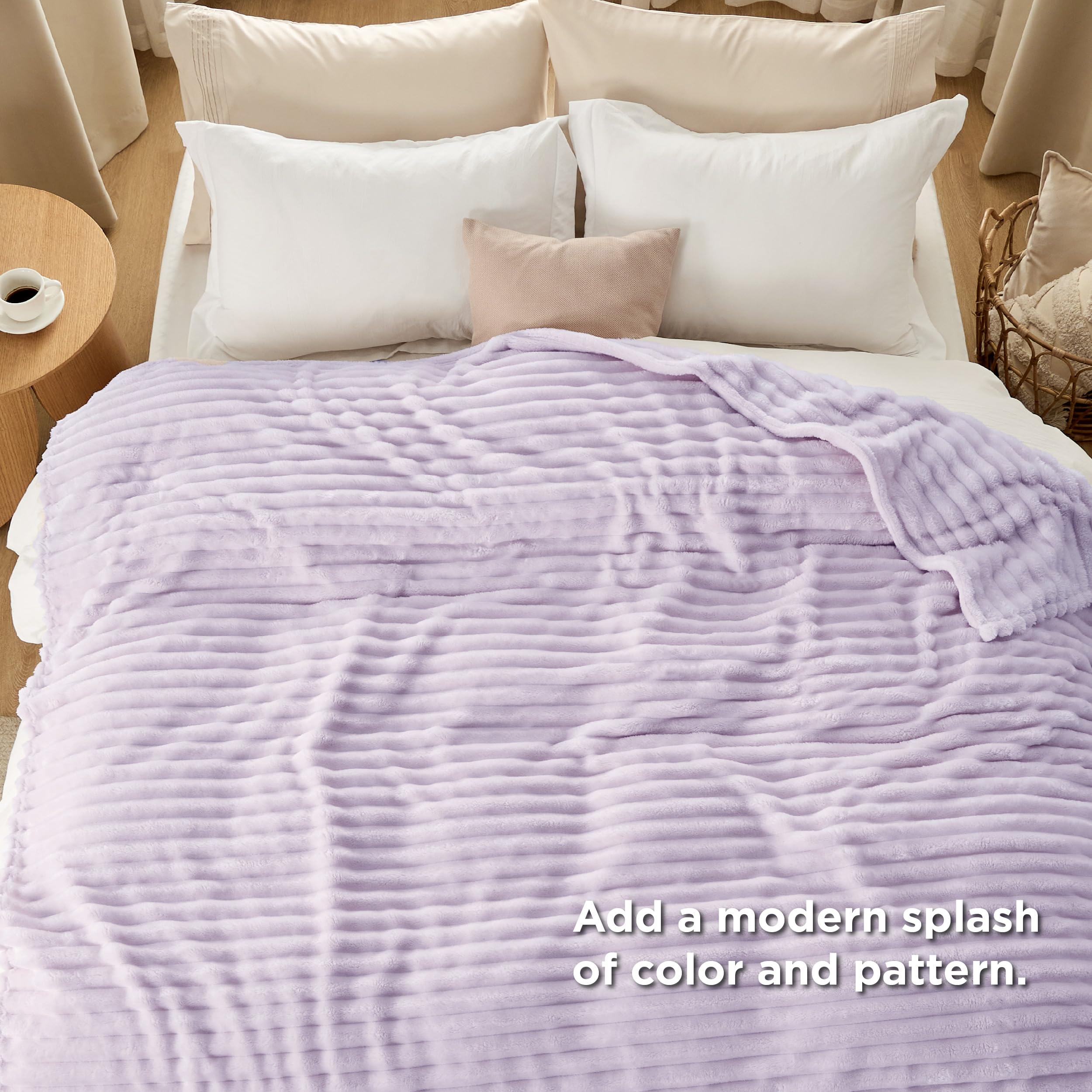 Foto 6 pulgar | Manta Bedsure Lavanda Fog Forro Polar Para Sofá, 230 X 230 Cm - Venta Internacional.