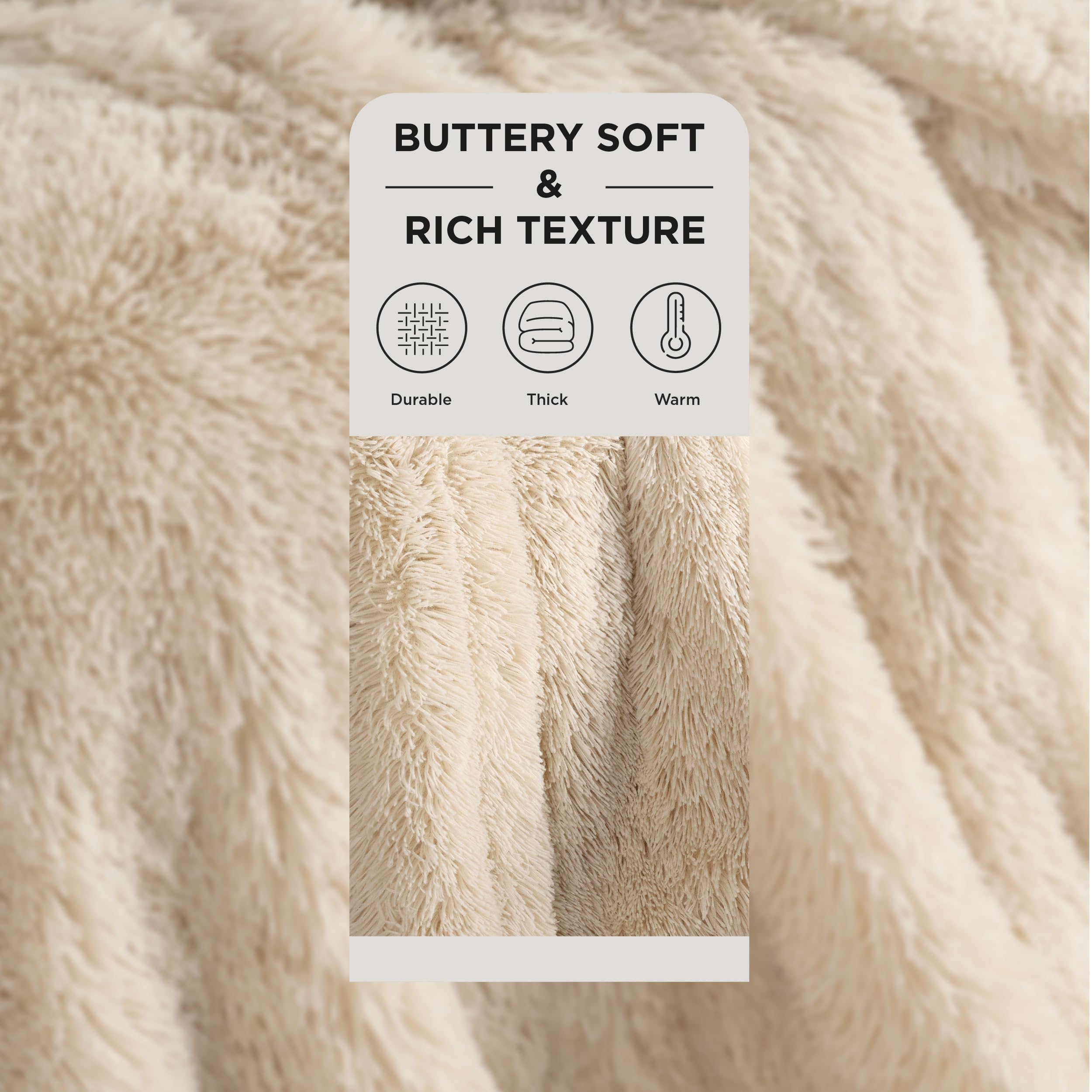 Foto 3 pulgar | Manta Bedsure, Mullida, Beige, Tamaño King, Gruesa, Piel Sintética Sherpa - Venta Internacional.