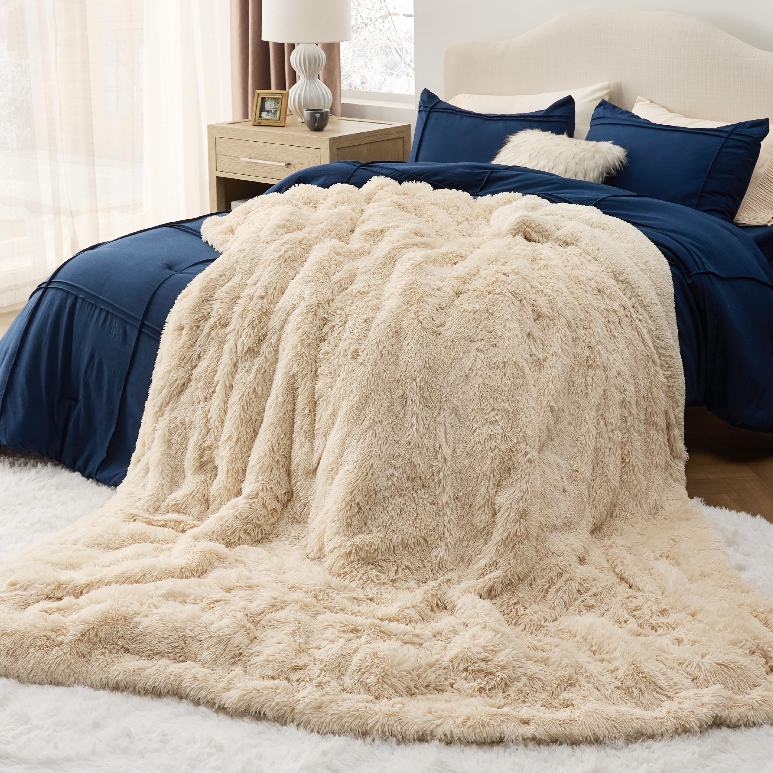 Foto 6 | Manta Bedsure, Mullida, Beige, Tamaño King, Gruesa, Piel Sintética Sherpa - Venta Internacional.