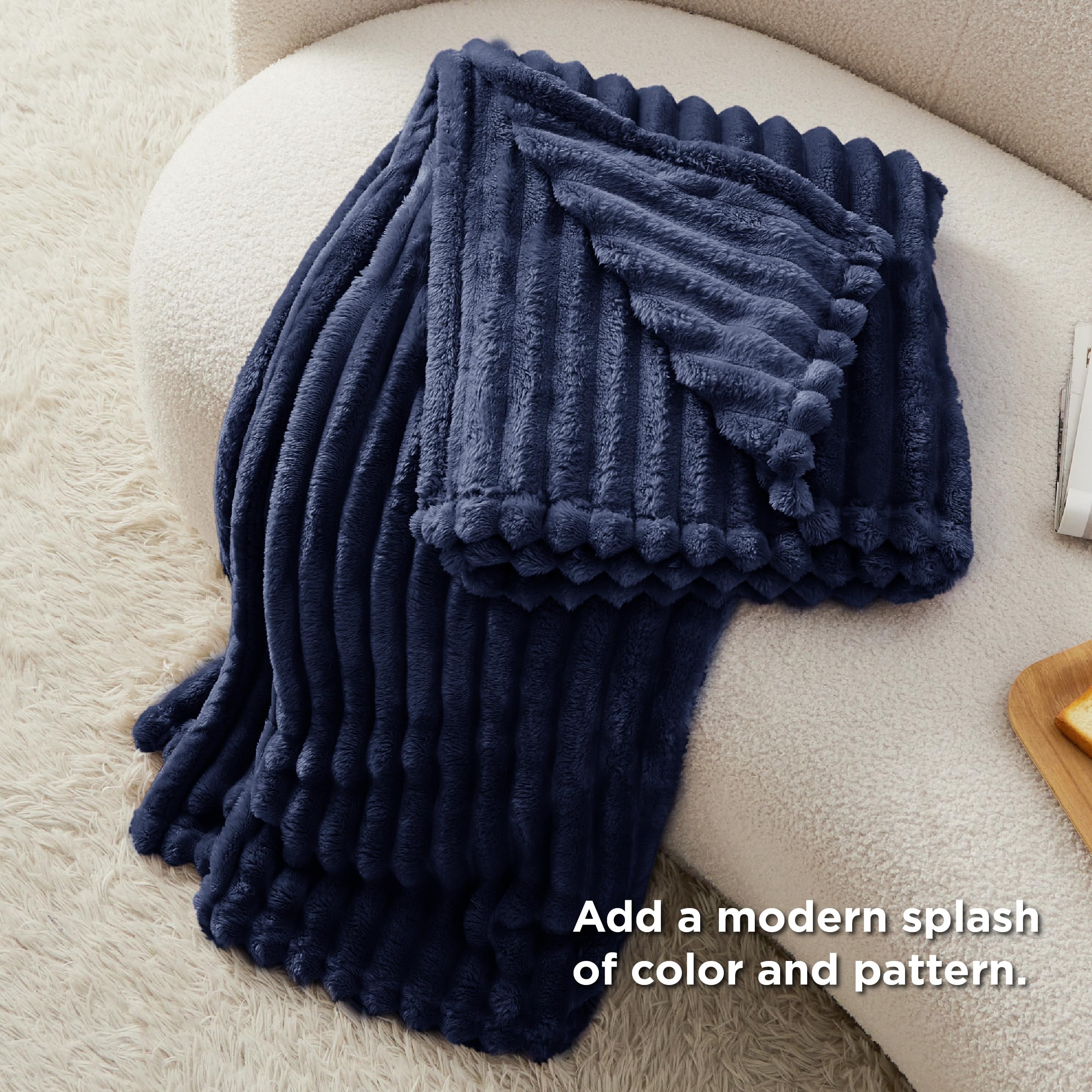 Foto 6 pulgar | Manta Bedsure De Forro Polar Azul Para Sofá Gentlesoft 130 X 180 Cm - Venta Internacional.
