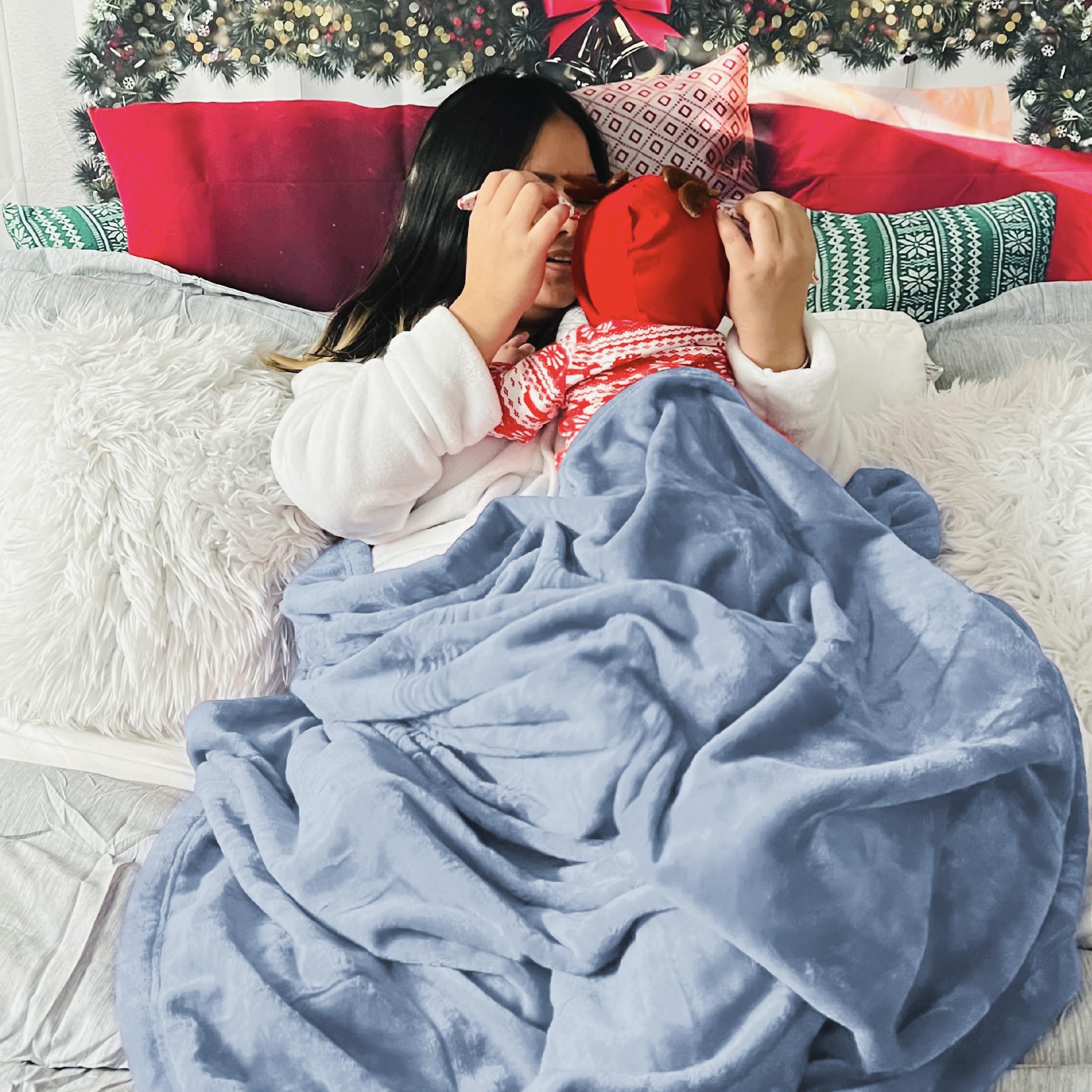 Foto 7 pulgar | Manta para Cama Bedsure Forro Polar King Size Azul Claro - Venta Internacional