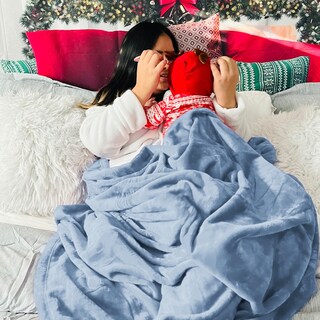 Foto 6 | Manta para Cama Bedsure Forro Polar King Size Azul Claro - Venta Internacional