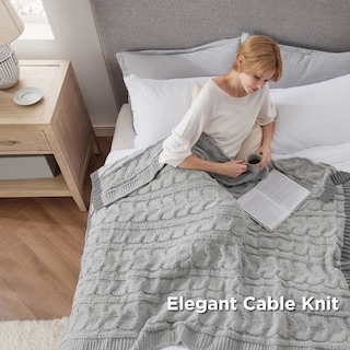 Foto 4 | Manta De Cama De Chenilla Tejida Con Cable, 130 X 150 Cm, Color Gris - Venta Internacional.