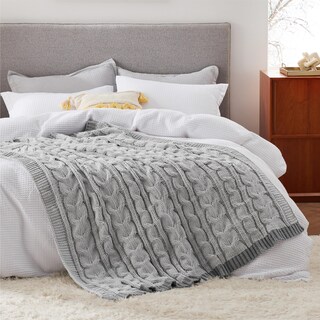Foto 6 | Manta De Cama De Chenilla Tejida Con Cable, 130 X 150 Cm, Color Gris - Venta Internacional.