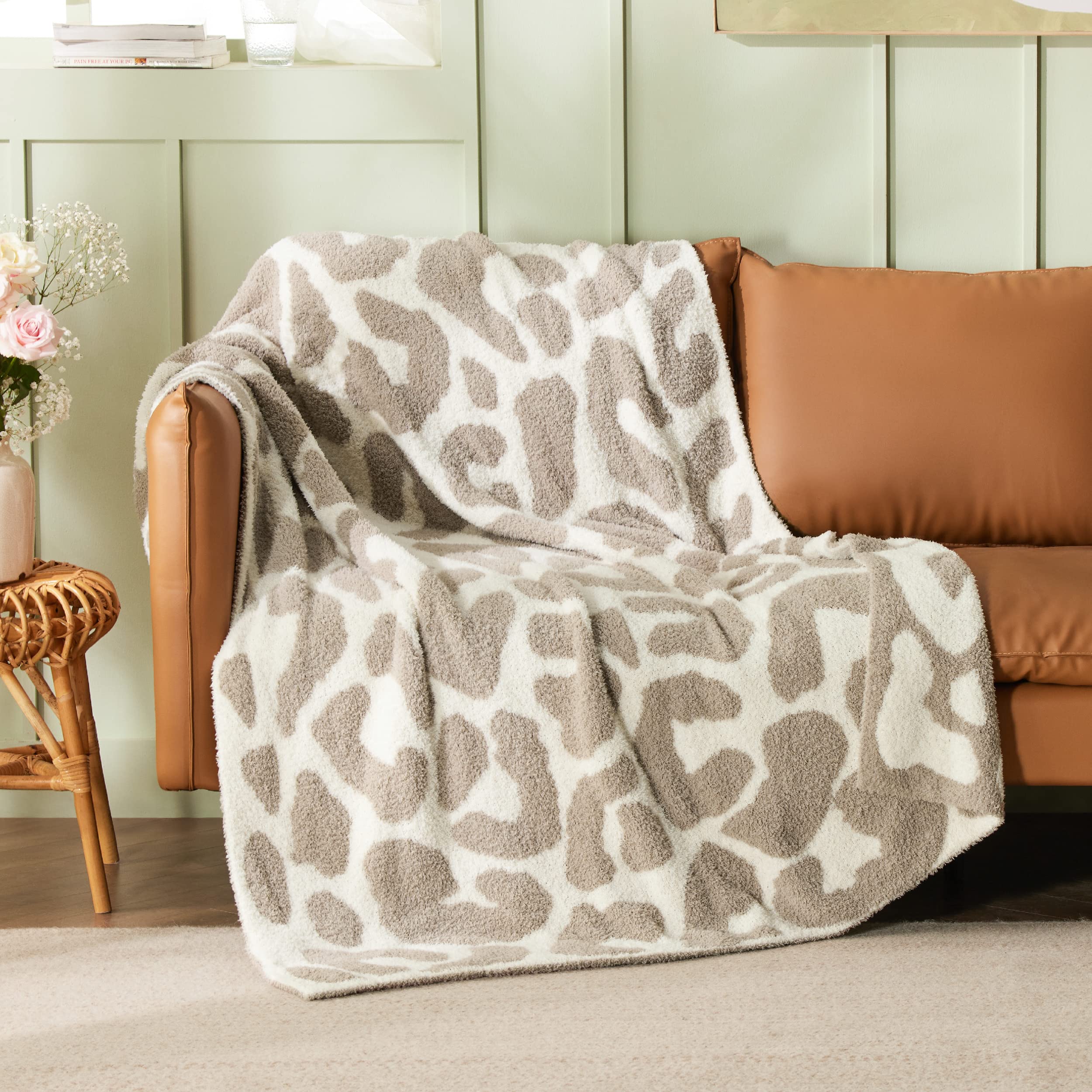 Foto 4 pulgar | Manta De Cama Con Diseño De Leopardo, Tejido Supersuave, 130 X 150 Cm, Color Caqui - Venta Internacional.