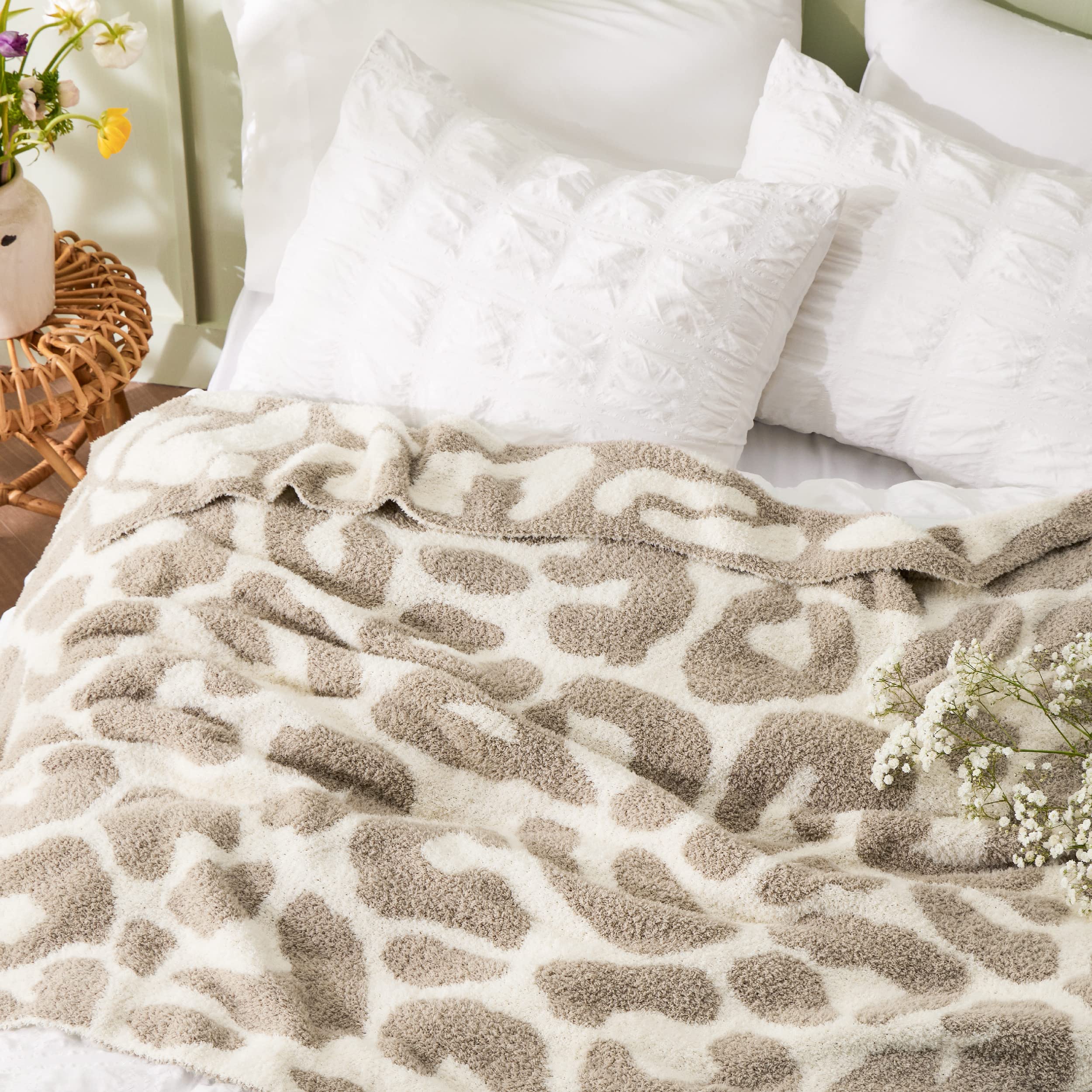 Foto 5 pulgar | Manta De Cama Con Diseño De Leopardo, Tejido Supersuave, 130 X 150 Cm, Color Caqui - Venta Internacional.