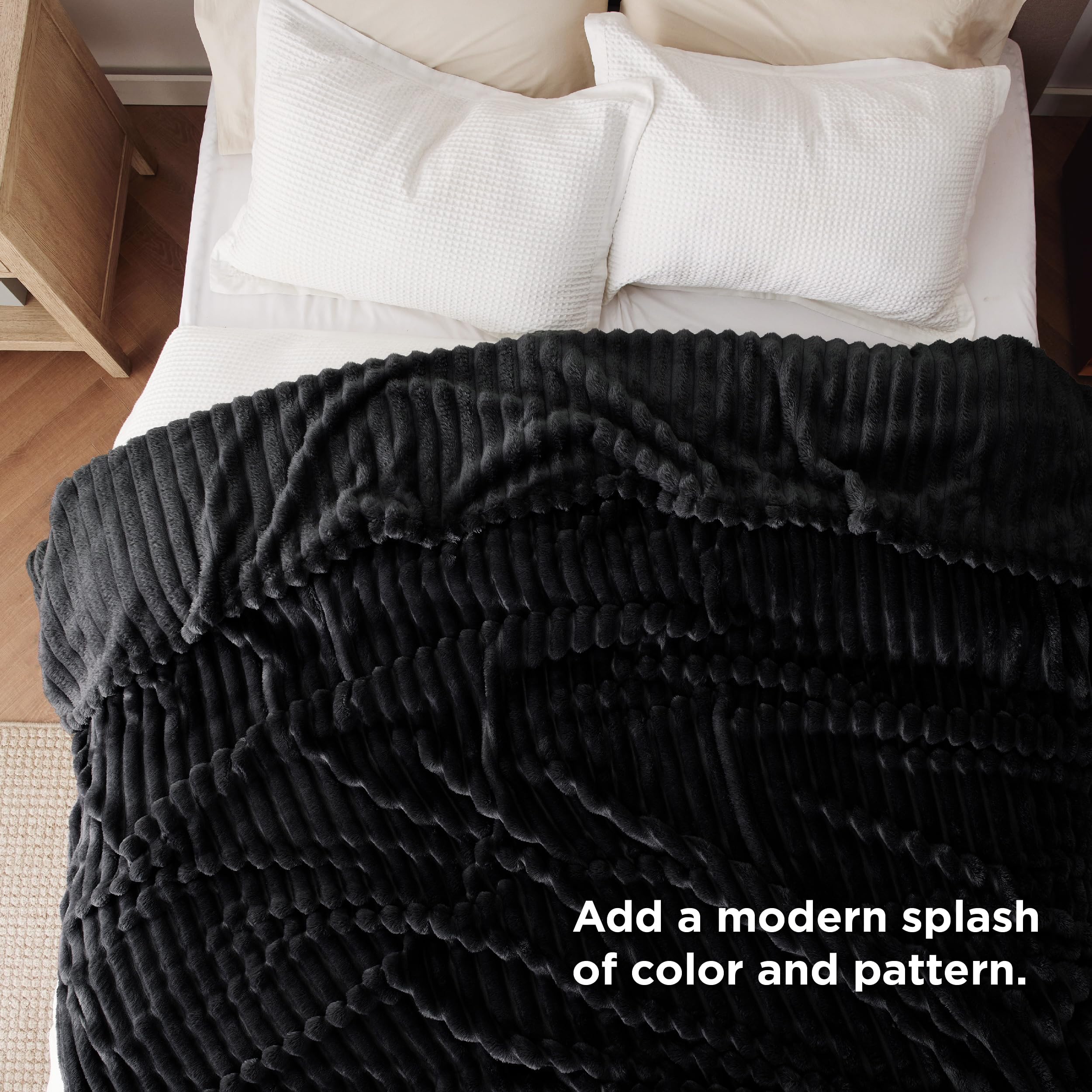 Foto 6 pulgar | Manta De Cama Para Cama, Tamaño King, Suave Y Acogedora, De Forro Polar, Color Negro - Venta Internacional.