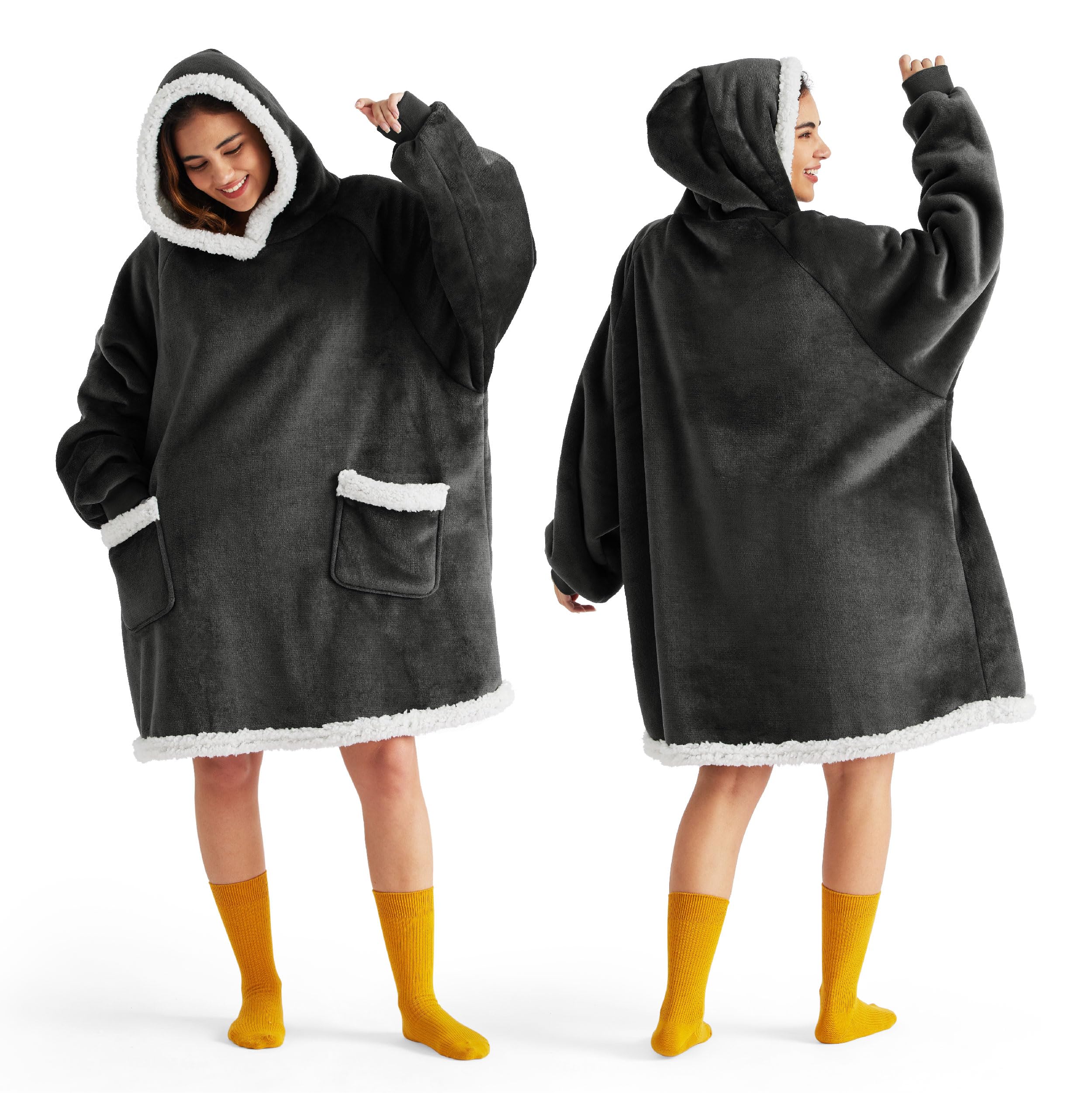 Foto 2 pulgar | Sudadera Con Capucha Para Adultos Y Niños, Forro Sherpa, Gris Y Negro - Venta Internacional.