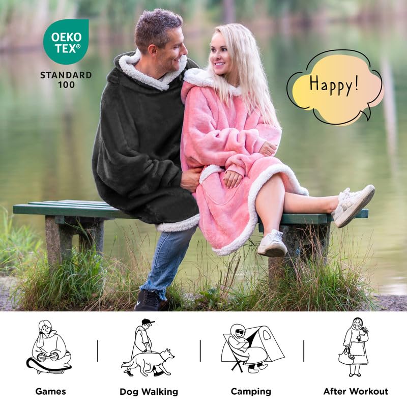 Foto 6 pulgar | Sudadera Con Capucha Para Adultos Y Niños, Forro Sherpa, Gris Y Negro - Venta Internacional.