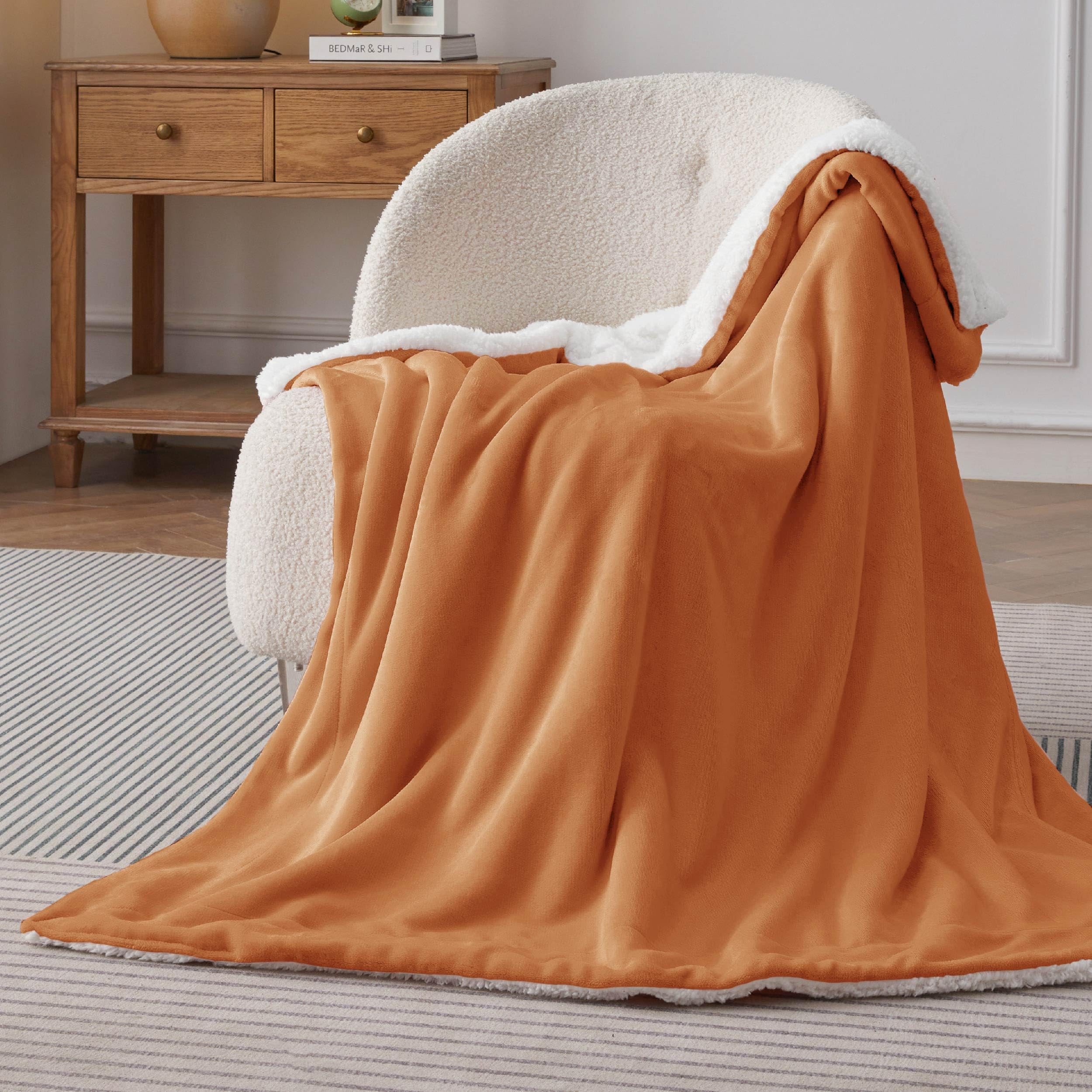 Foto 4 pulgar | Manta Bedsure Sherpa de Forro Polar Anaranjada - Venta Internacional