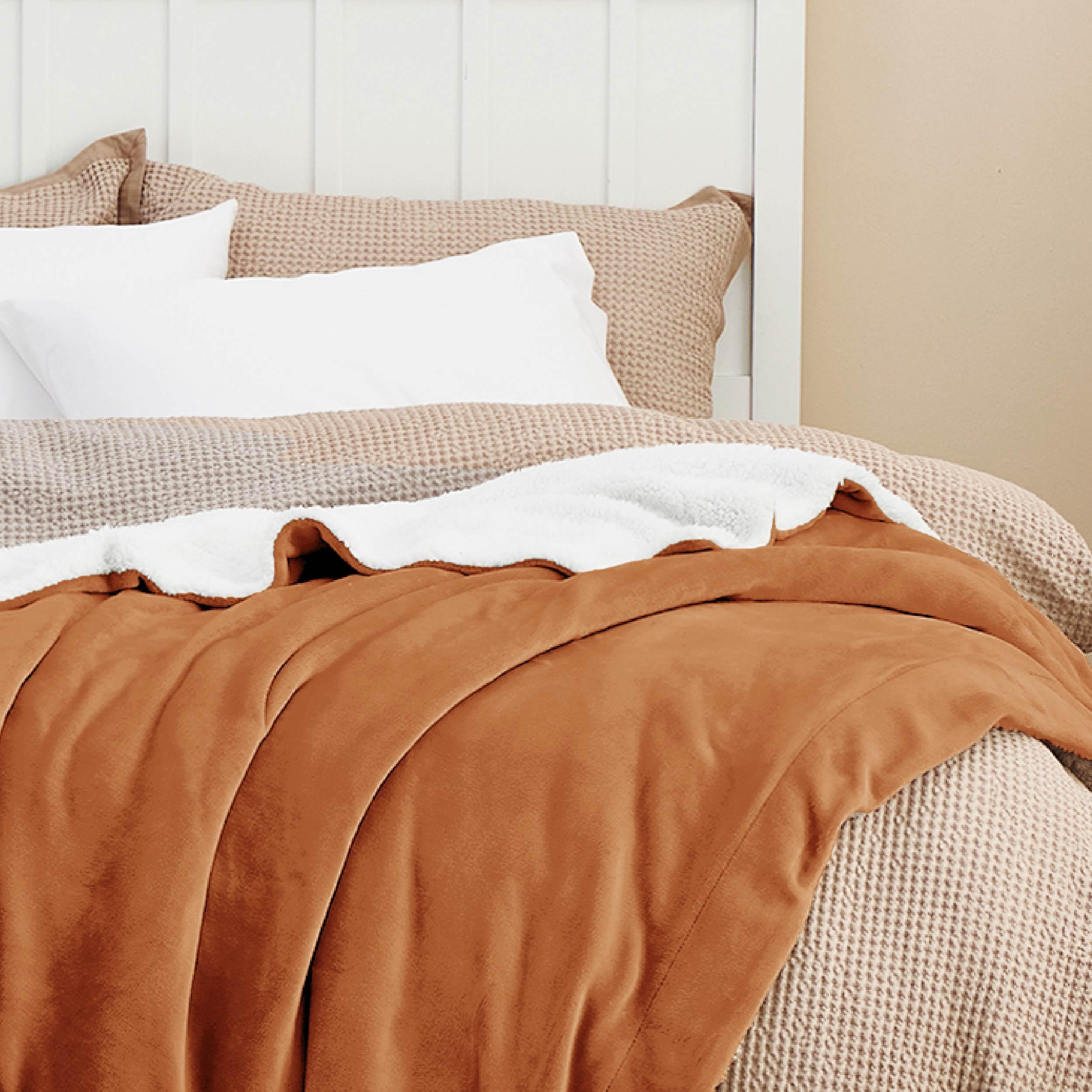 Foto 5 pulgar | Manta Bedsure Sherpa de Forro Polar Anaranjada - Venta Internacional