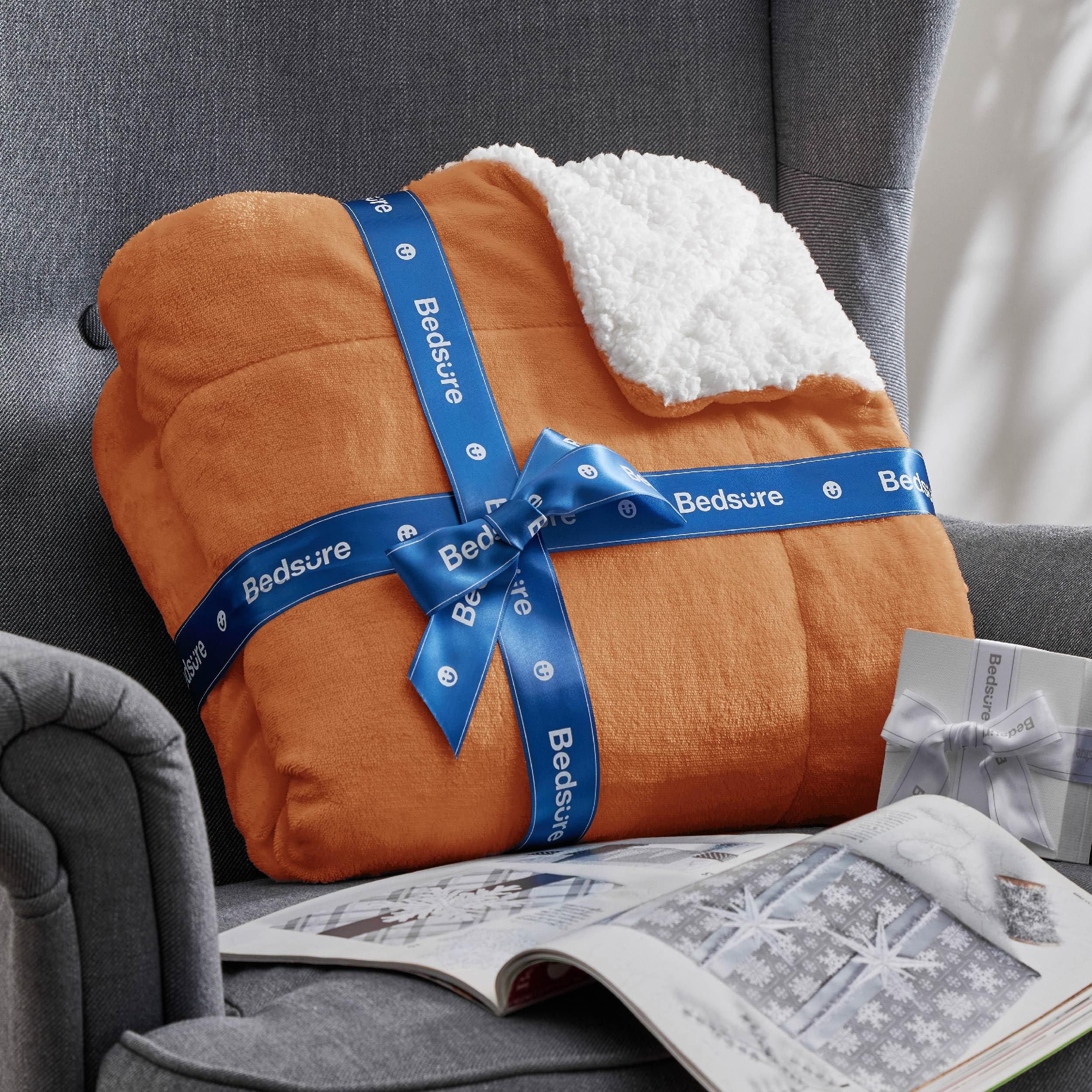 Foto 7 | Manta Bedsure Sherpa de Forro Polar Anaranjada - Venta Internacional