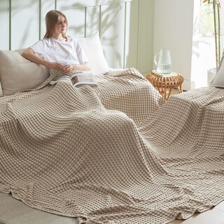 Foto 3 | Manta Bedsure Cooling De Algodón Con Forma De Gofre, Tamaño King, Color Topo - Venta Internacional.