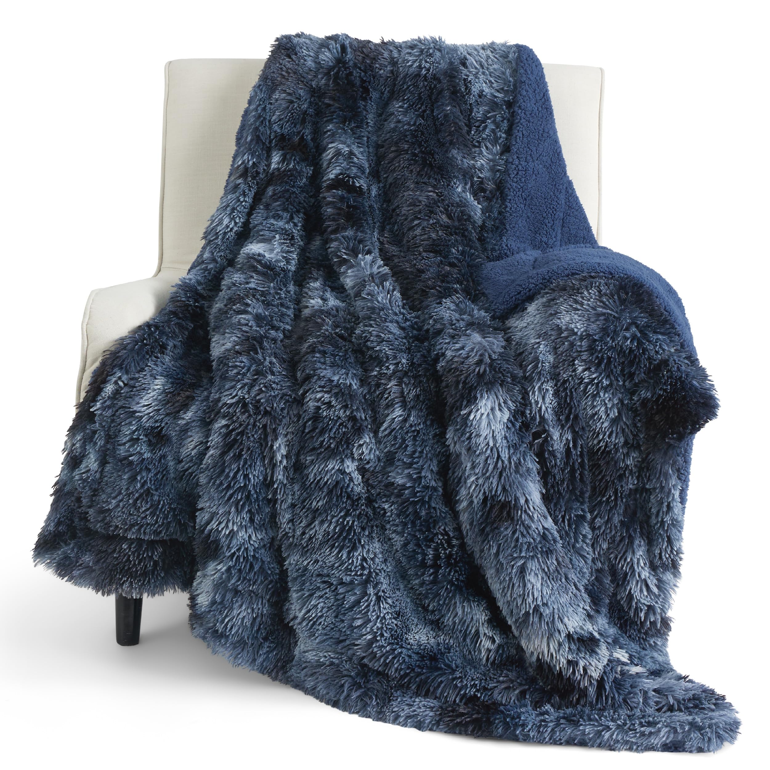 Foto 1 | Manta Bedsure Fuzzy Sherpa De Piel Sintética, Tamaño Doble, Azul Marino - Venta Internacional.