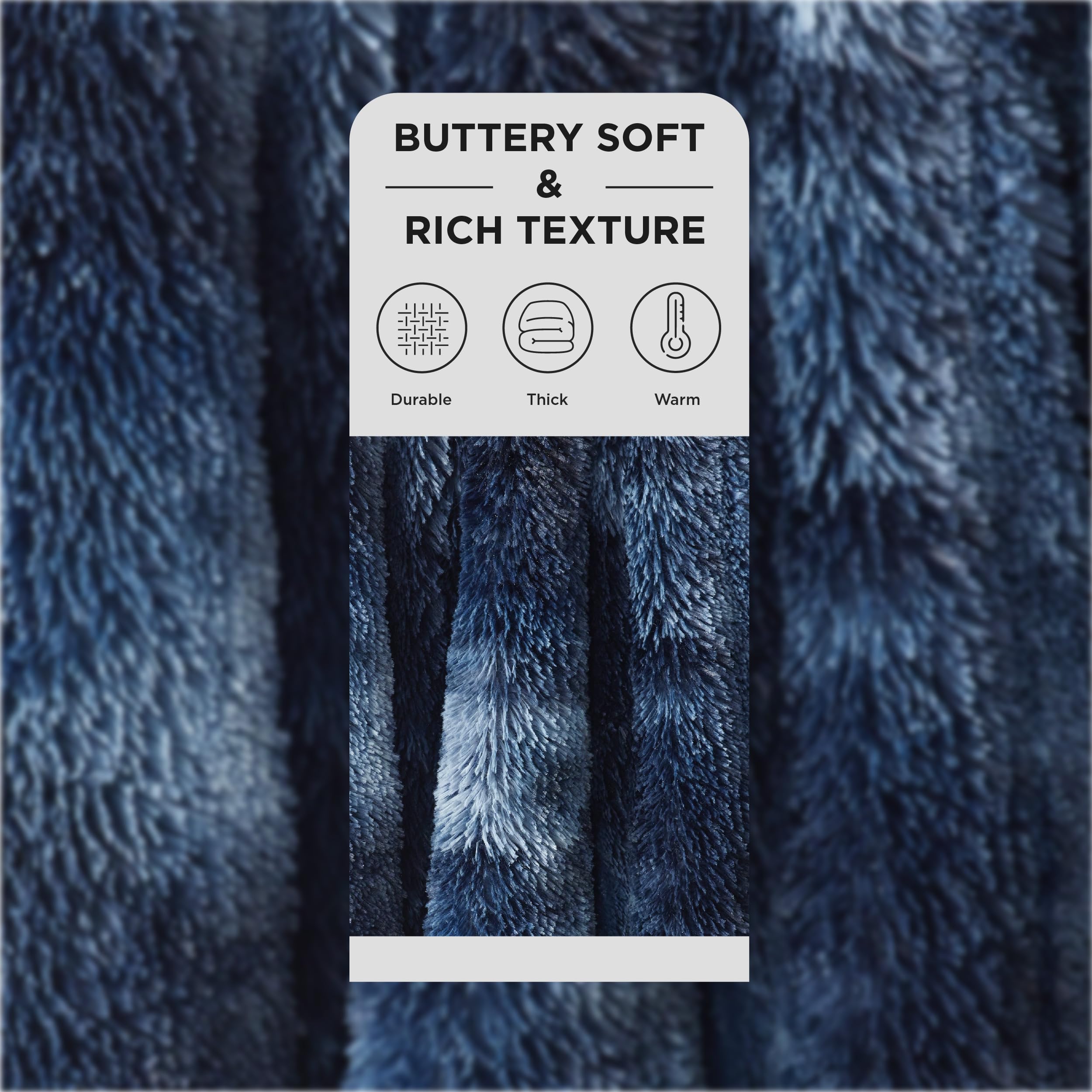Foto 2 | Manta Bedsure Fuzzy Sherpa De Piel Sintética, Tamaño Doble, Azul Marino - Venta Internacional.