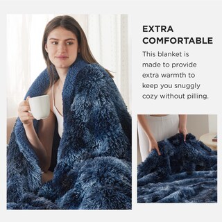 Foto 3 | Manta Bedsure Fuzzy Sherpa De Piel Sintética, Tamaño Doble, Azul Marino - Venta Internacional.