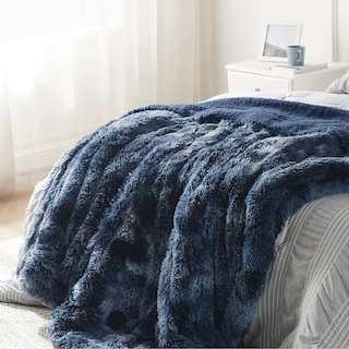 Foto 5 | Manta Bedsure Fuzzy Sherpa De Piel Sintética, Tamaño Doble, Azul Marino - Venta Internacional.