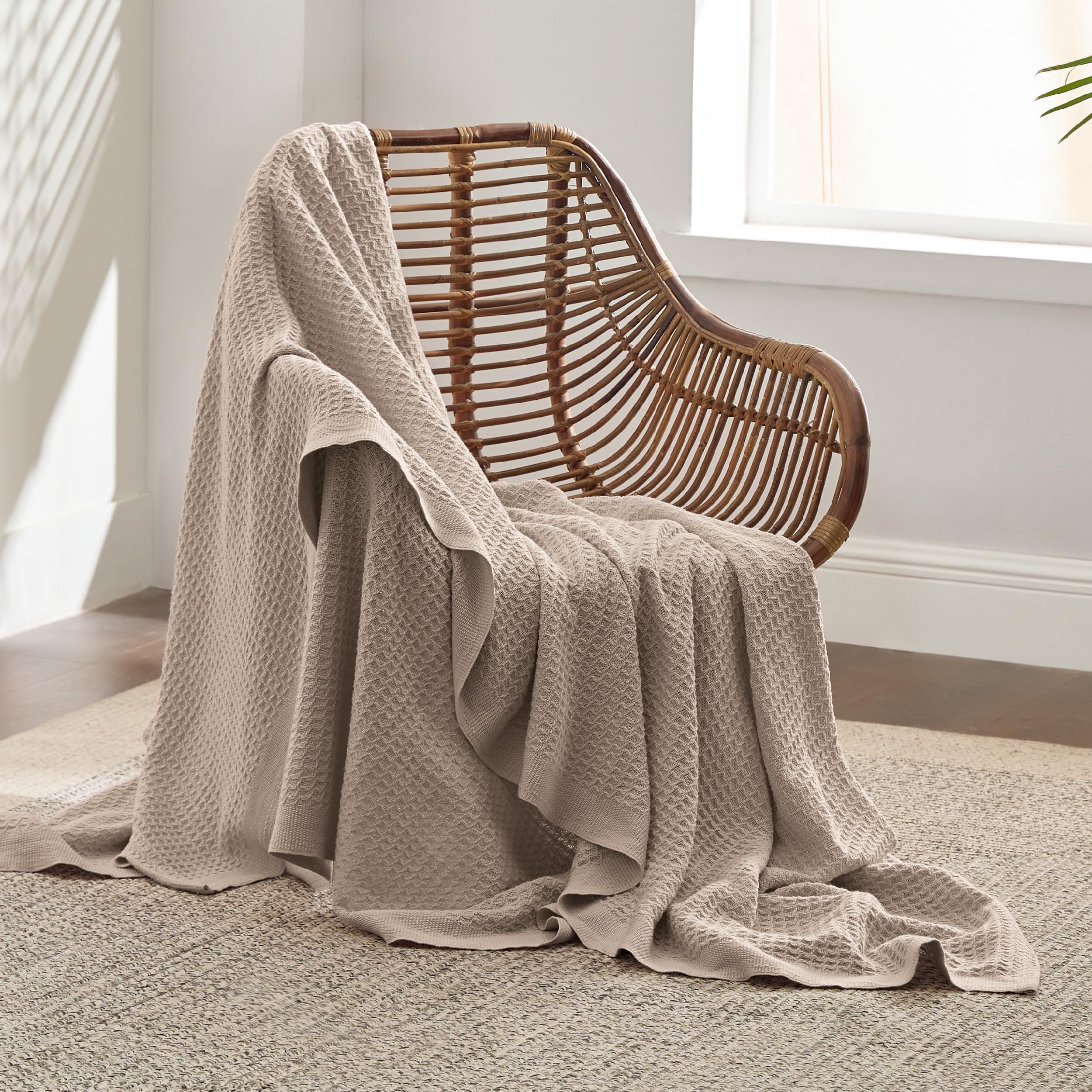 Foto 4 pulgar | Manta Para Cama, 100% Algodón, Doble, Talla Xl, Tejido Gofrado, Color Canela - Venta Internacional.