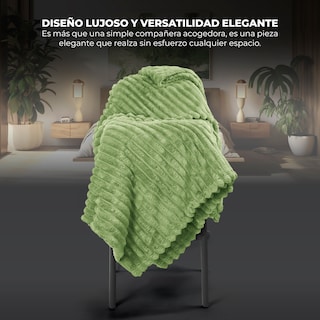 Foto 2 | Cobertor Cobija Stripes Yellow Mellow Matrimonial Suave con Relieve Ligera Tamaño 200x150cm Verde